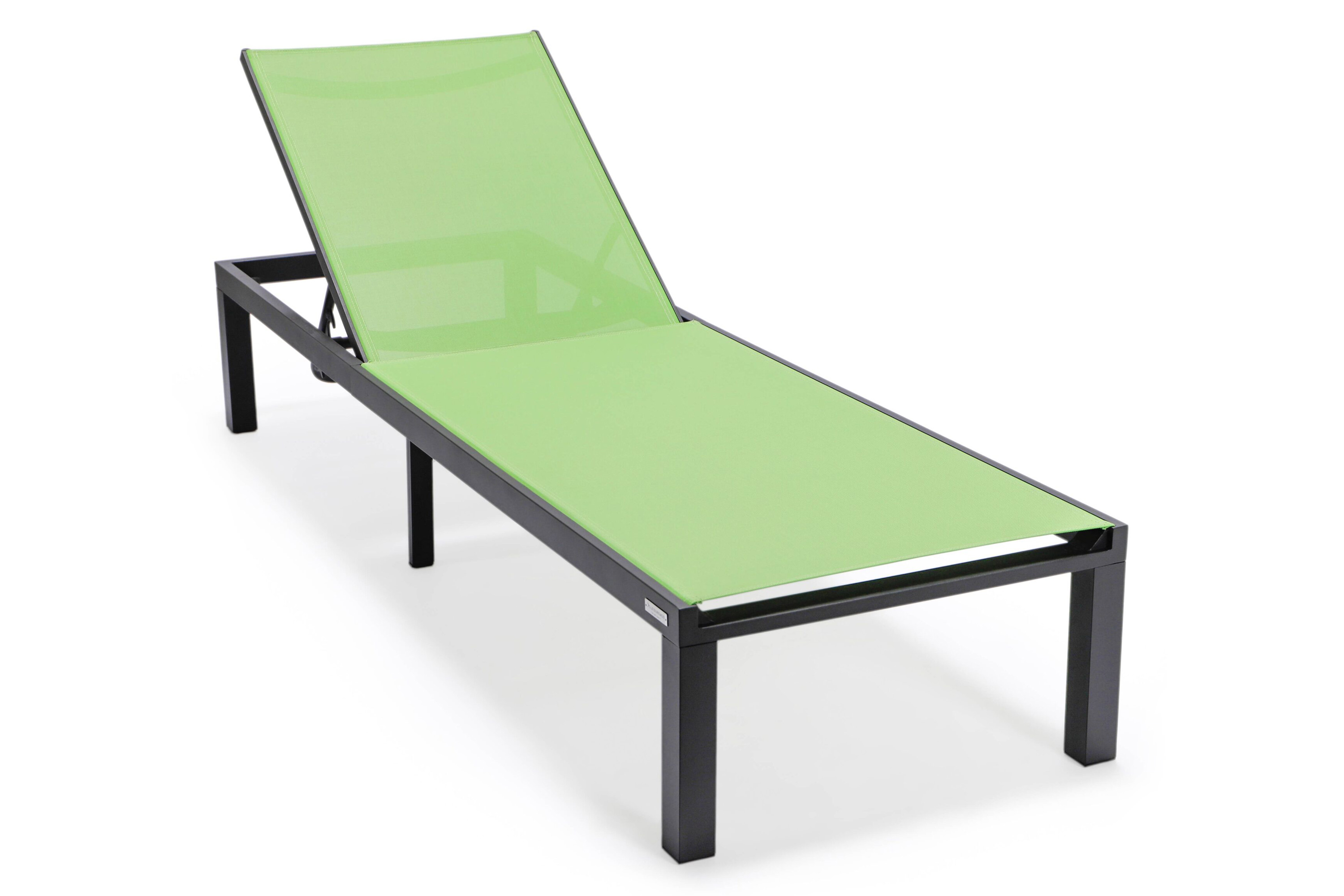 LeisureMod Marlin Patio Chaise Lounge Chair With Black Aluminum Frame