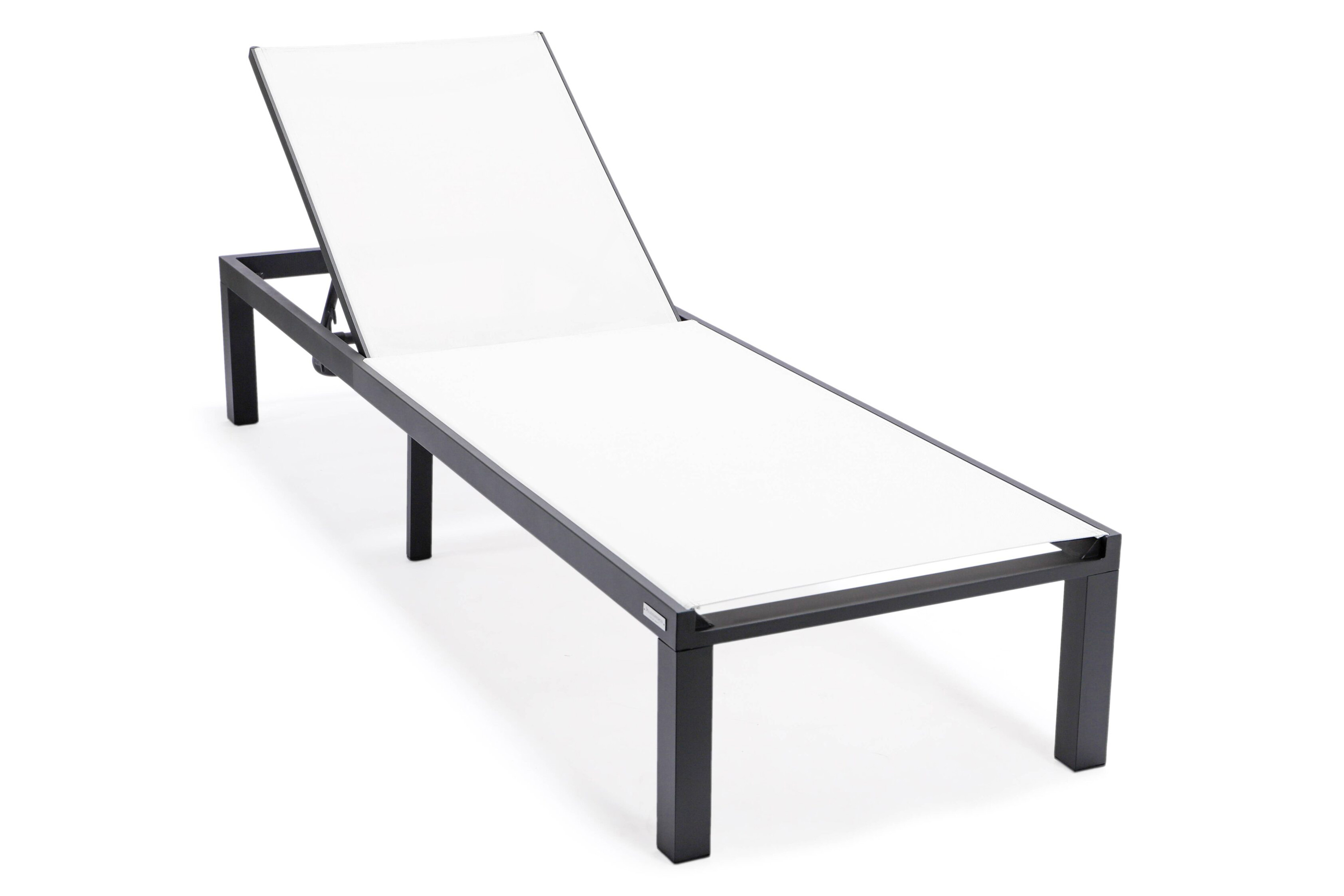 LeisureMod Marlin Patio Chaise Lounge Chair With Black Aluminum Frame