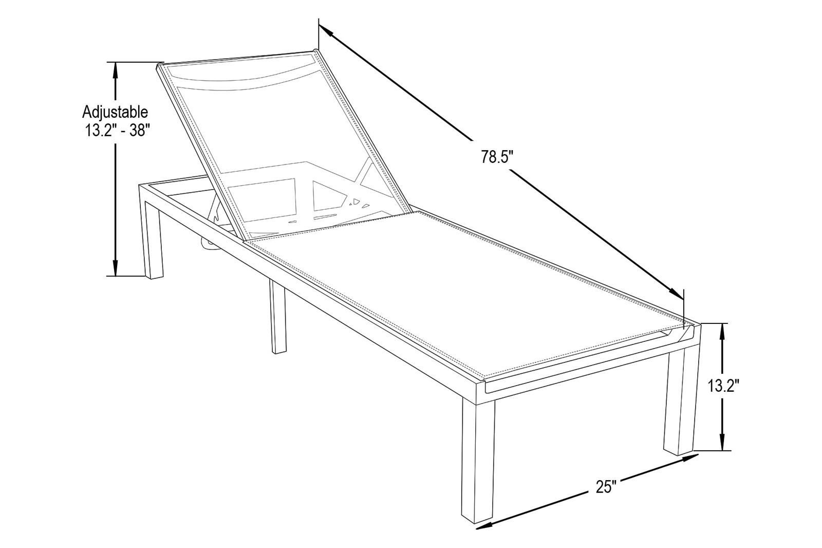 LeisureMod Marlin Modern Black Aluminum Outdoor Patio Chaise Lounge Chair with Square Fire Pit Side Table - White