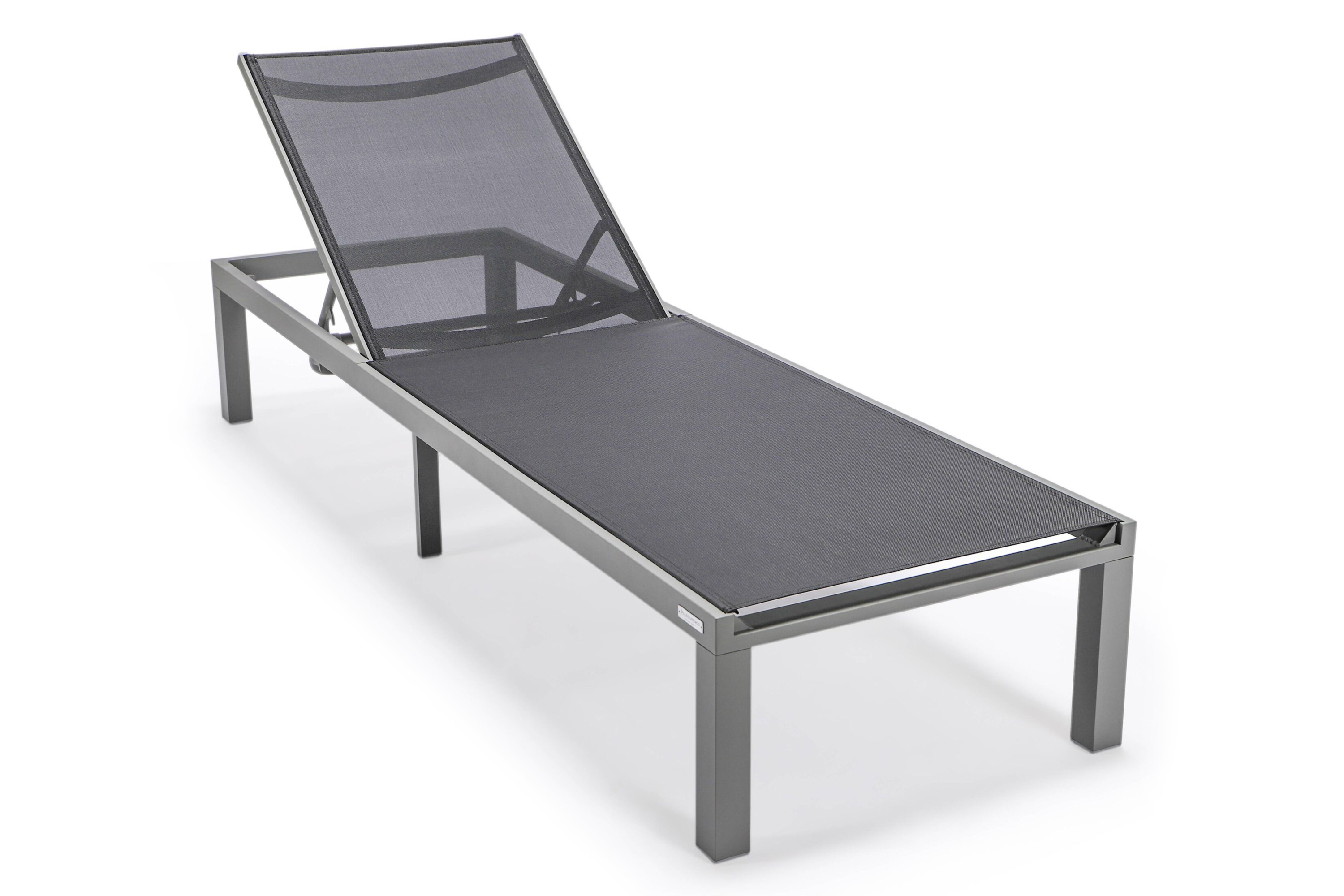 LeisureMod Marlin Patio Chaise Lounge Chair With Black Aluminum Frame