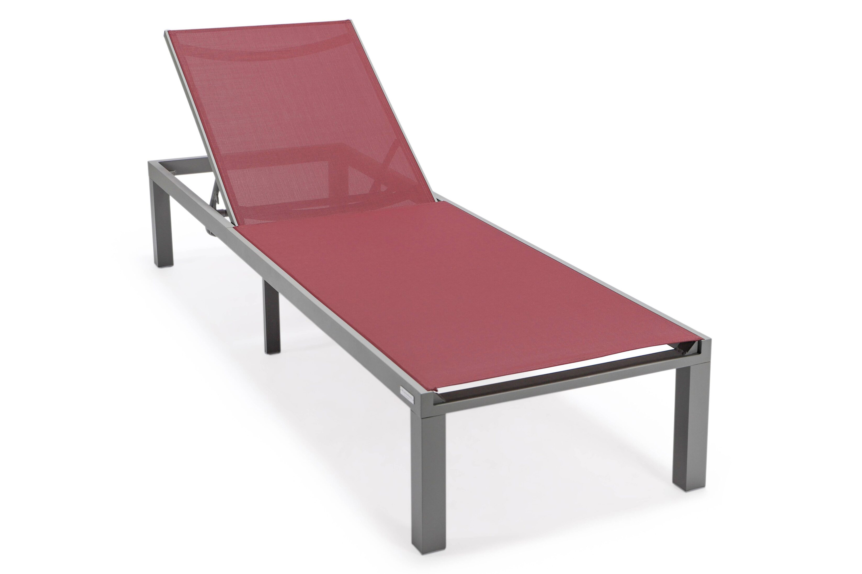 LeisureMod Marlin Patio Chaise Lounge Chair With Black Aluminum Frame