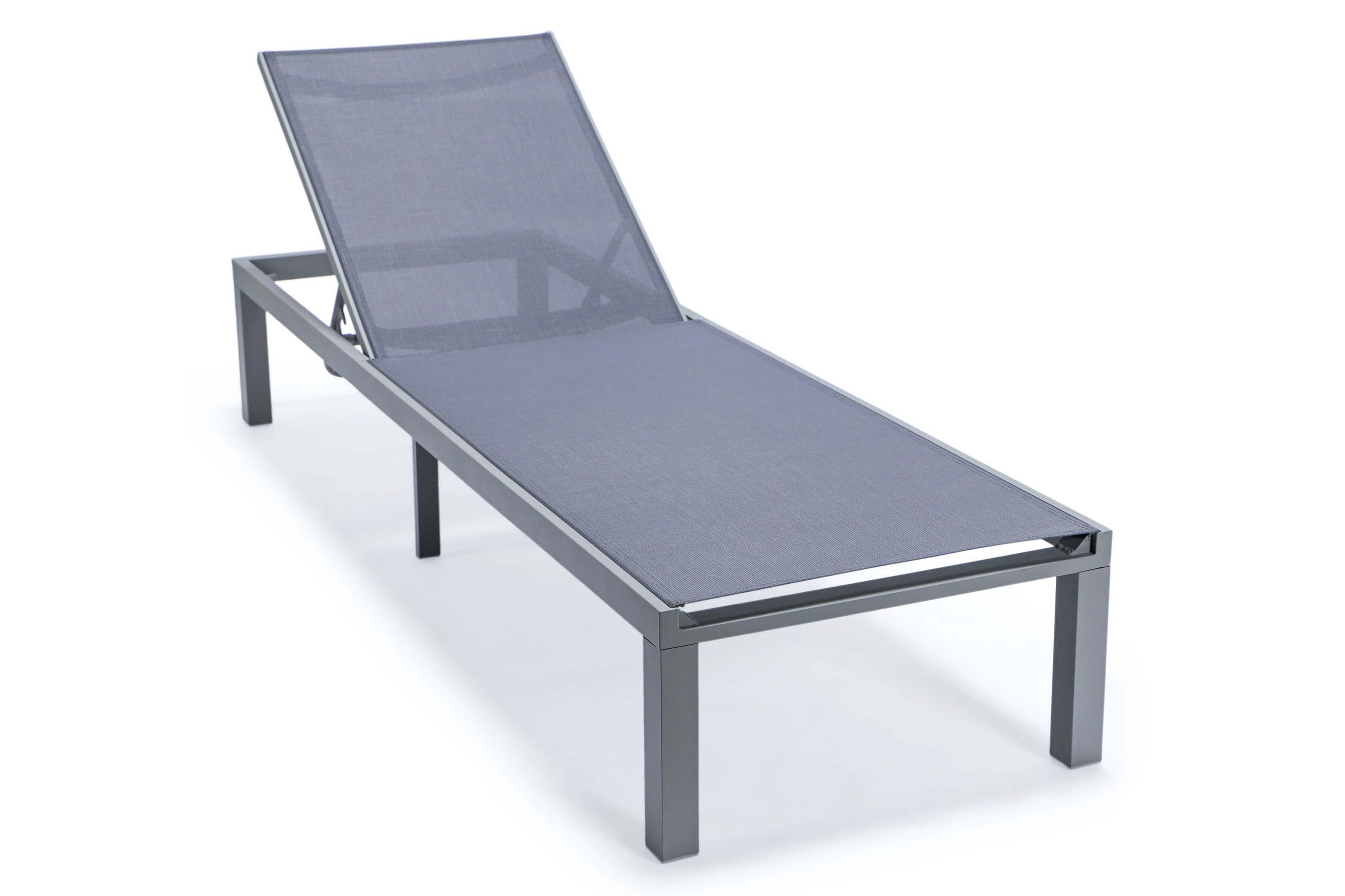 LeisureMod Marlin Patio Chaise Lounge Chair With Black Aluminum Frame