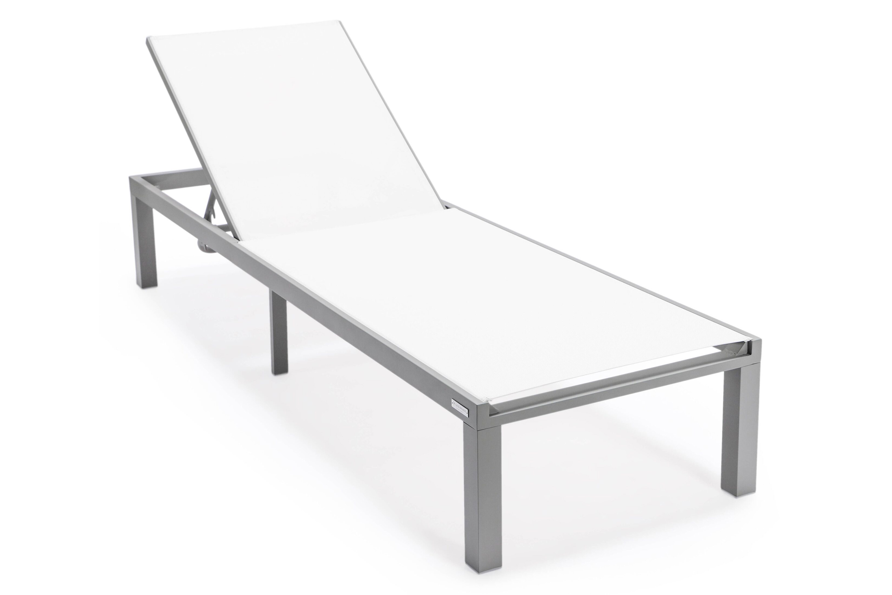 LeisureMod Marlin Patio Chaise Lounge Chair With Black Aluminum Frame