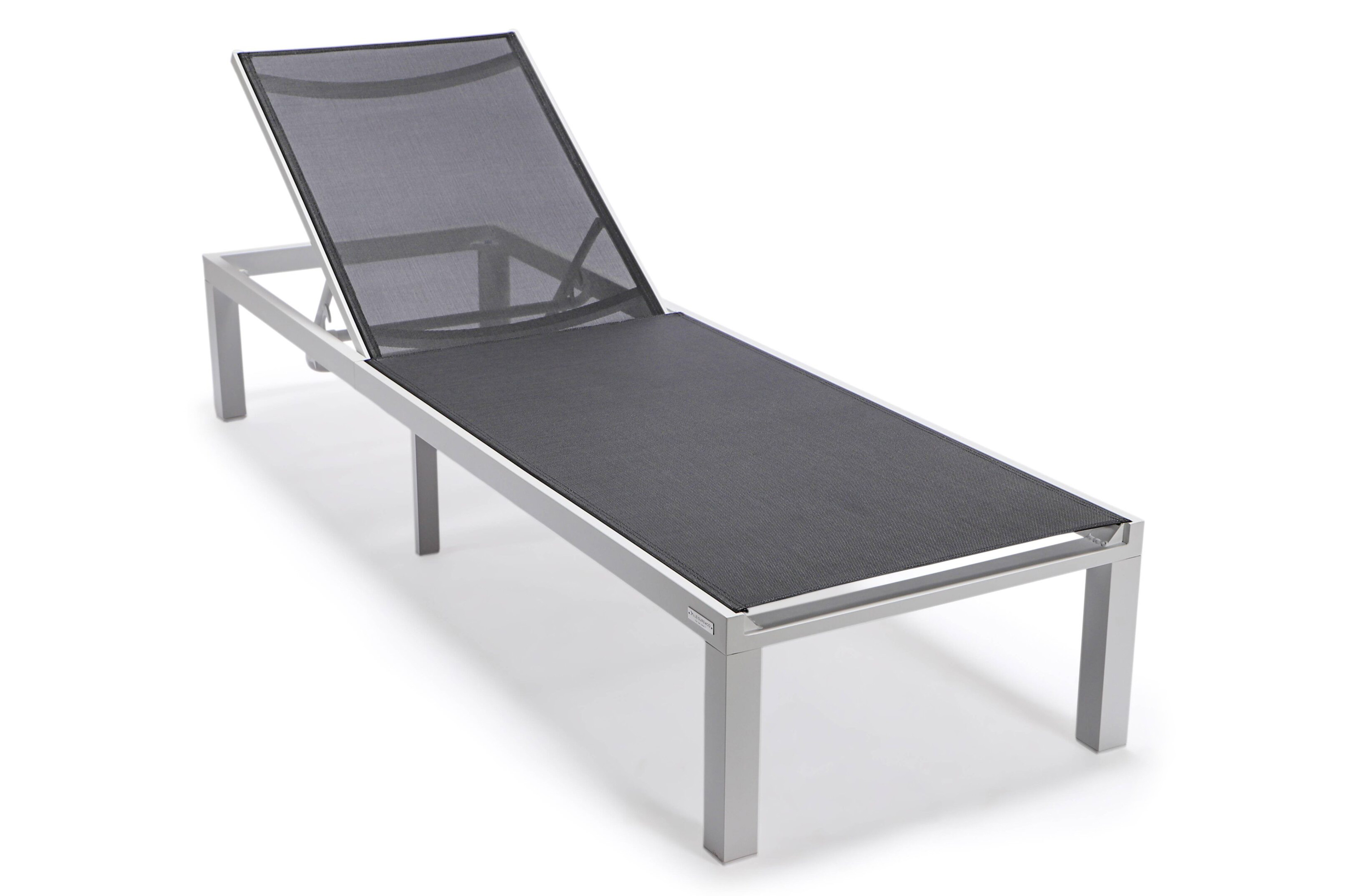 LeisureMod Marlin Patio Chaise Lounge Chair With Black Aluminum Frame