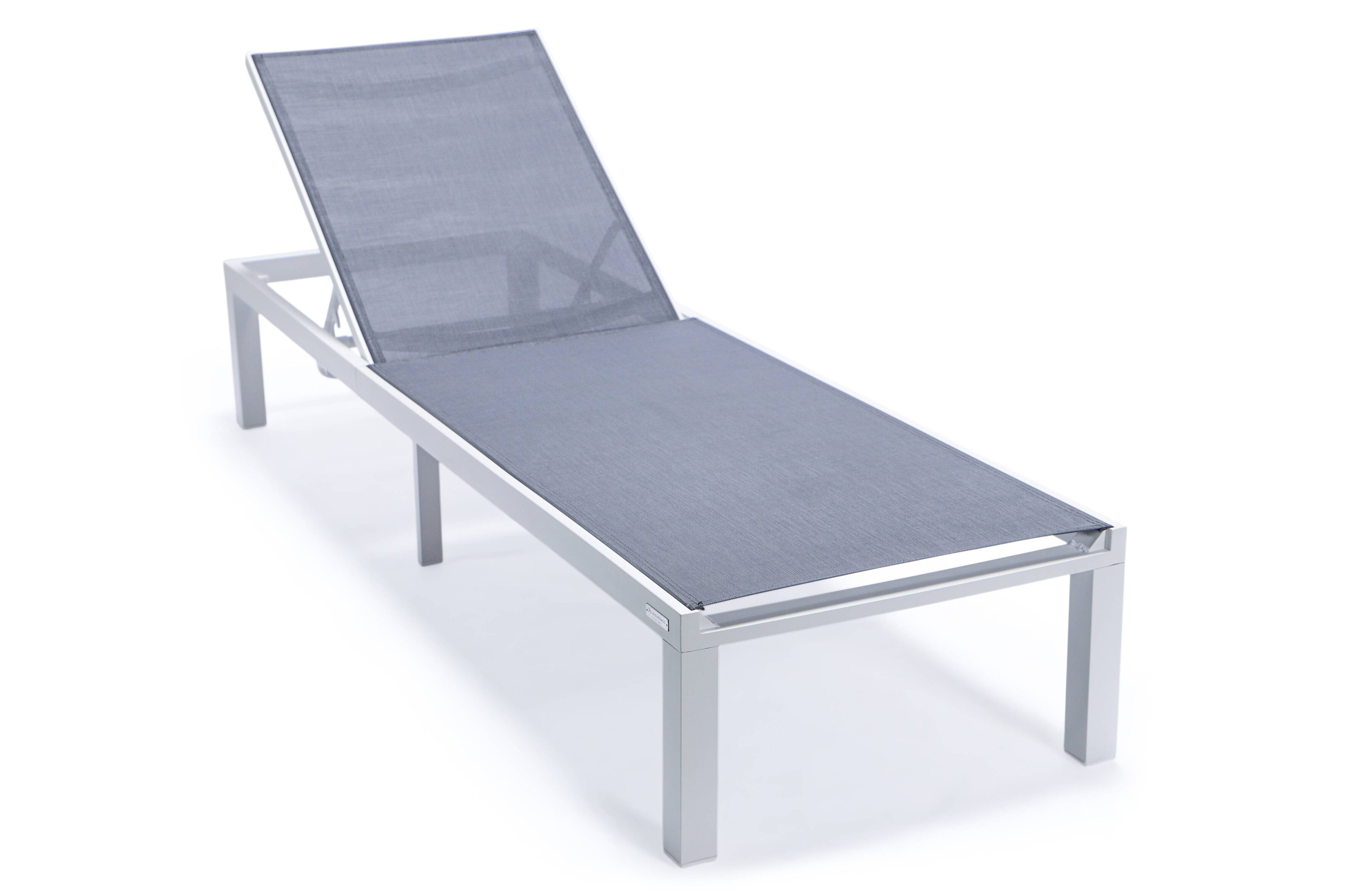 LeisureMod Marlin Patio Chaise Lounge Chair With Black Aluminum Frame