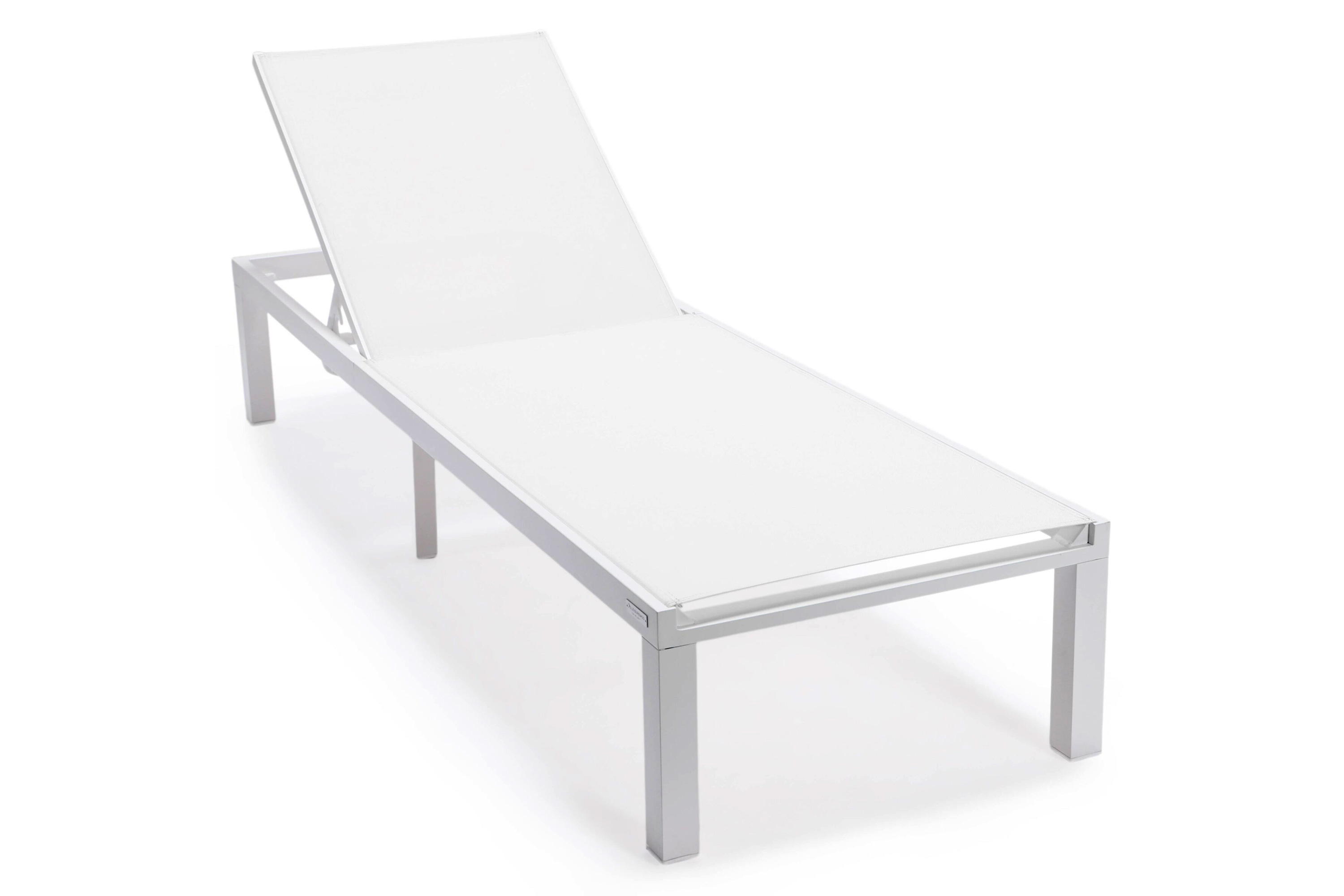 LeisureMod Marlin Patio Chaise Lounge Chair With Black Aluminum Frame