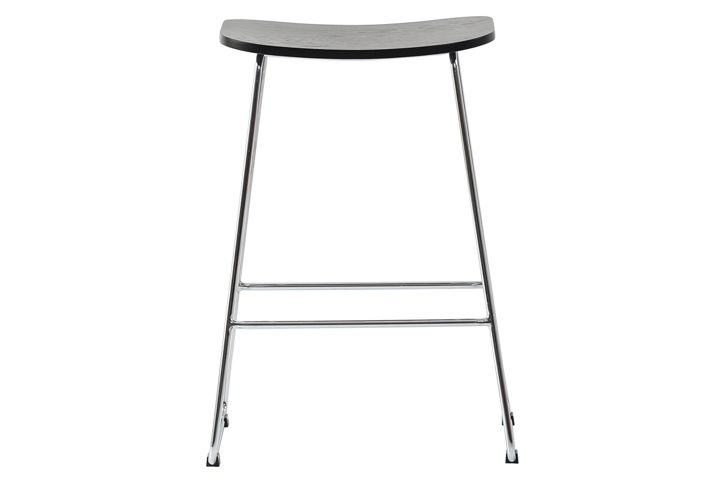 LeisureMod Melrose Modern Wood Counter Stool With Chrome Frame (Set Of 2) - Black