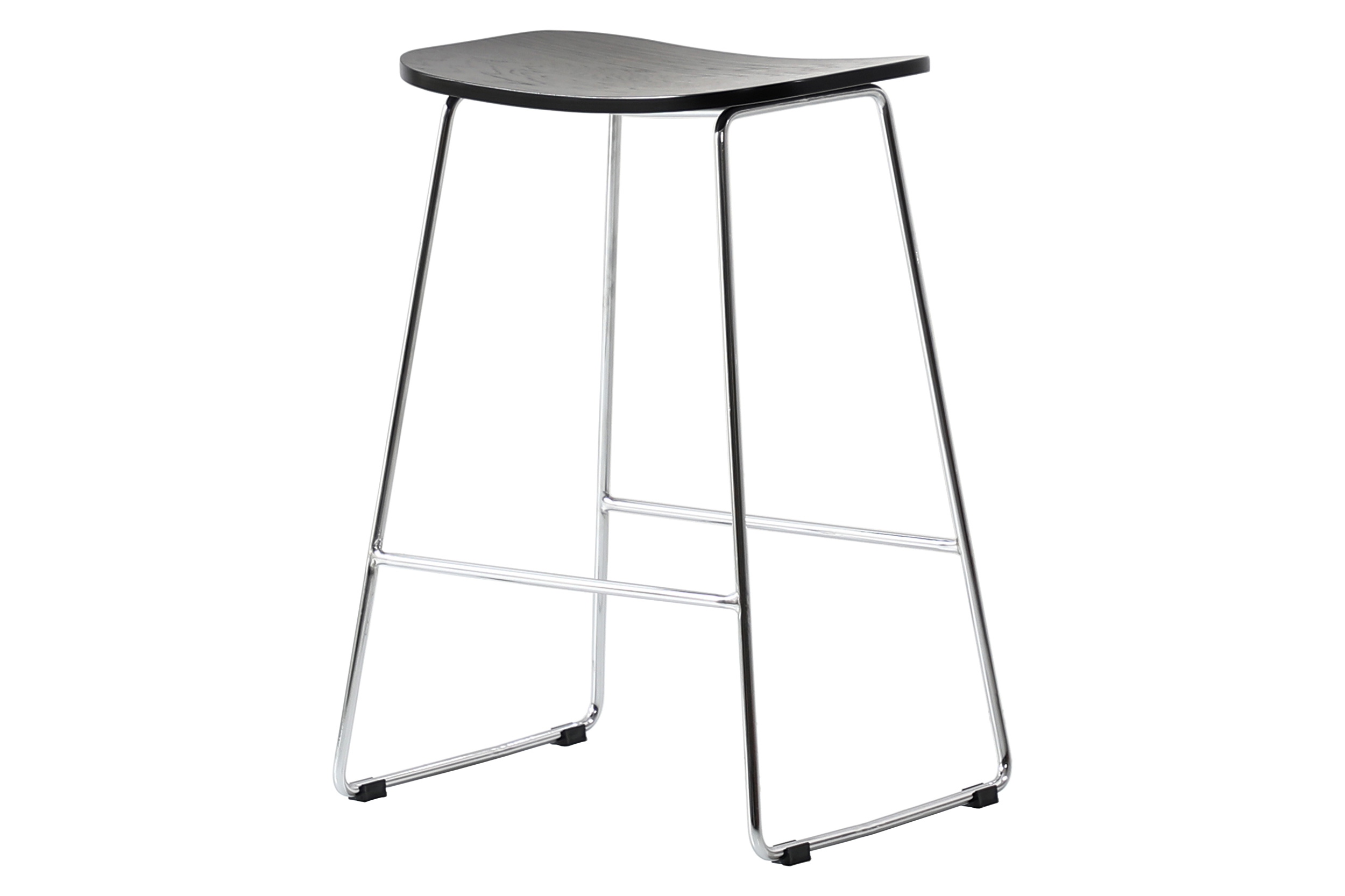 LeisureMod Melrose Modern Wood Counter Stool With Chrome Frame (Set Of 2) - Black