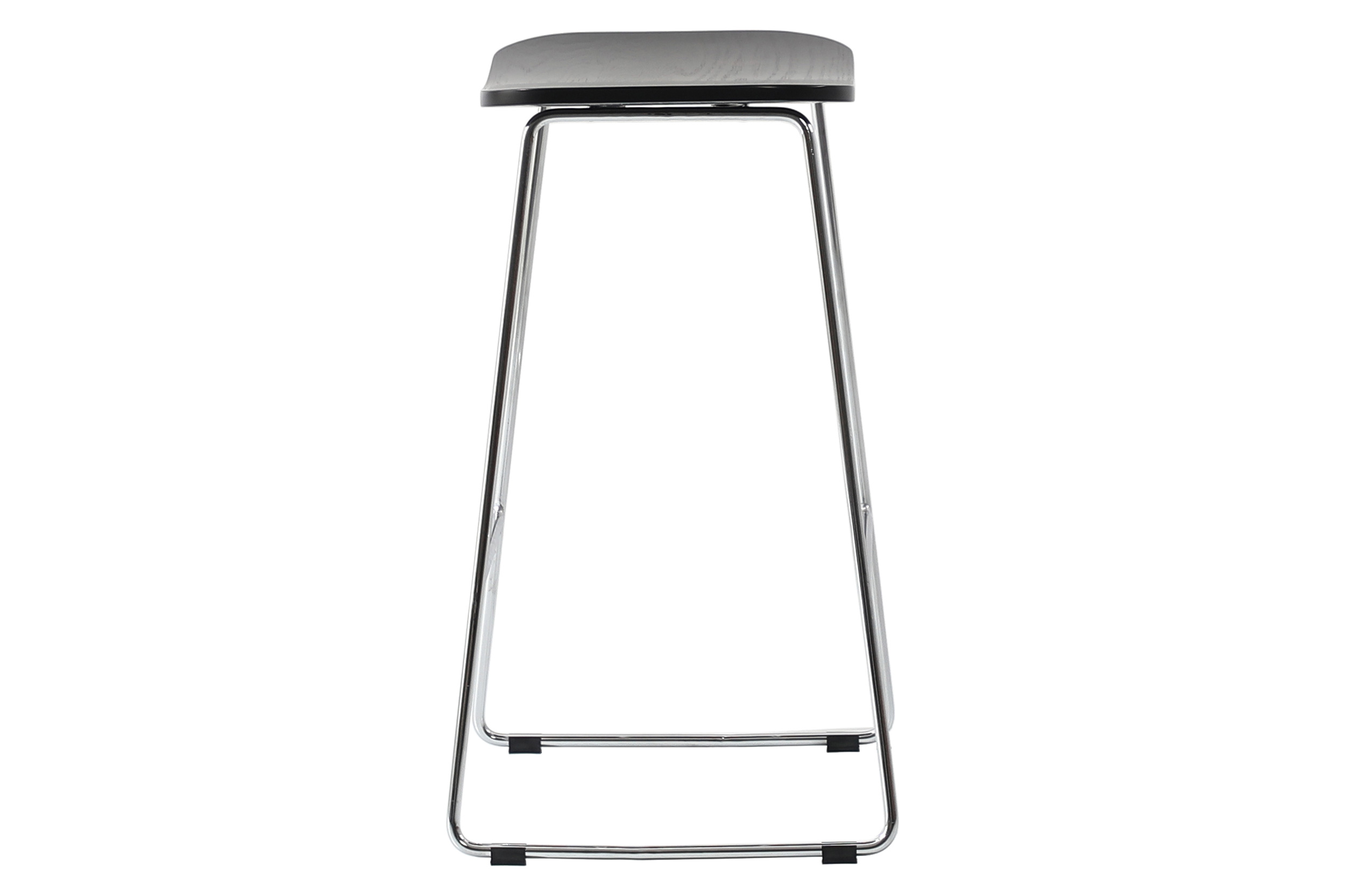 LeisureMod Melrose Modern Wood Counter Stool With Chrome Frame (Set Of 2) - Black