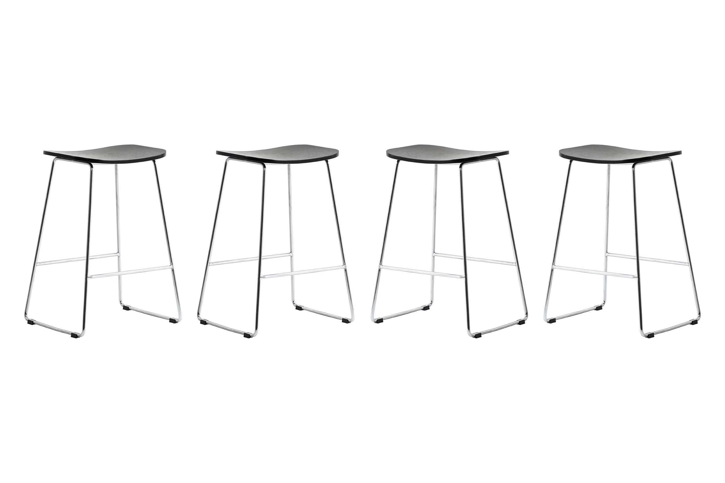 LeisureMod Melrose Modern Wood Counter Stool With Chrome Frame (Set Of 2)