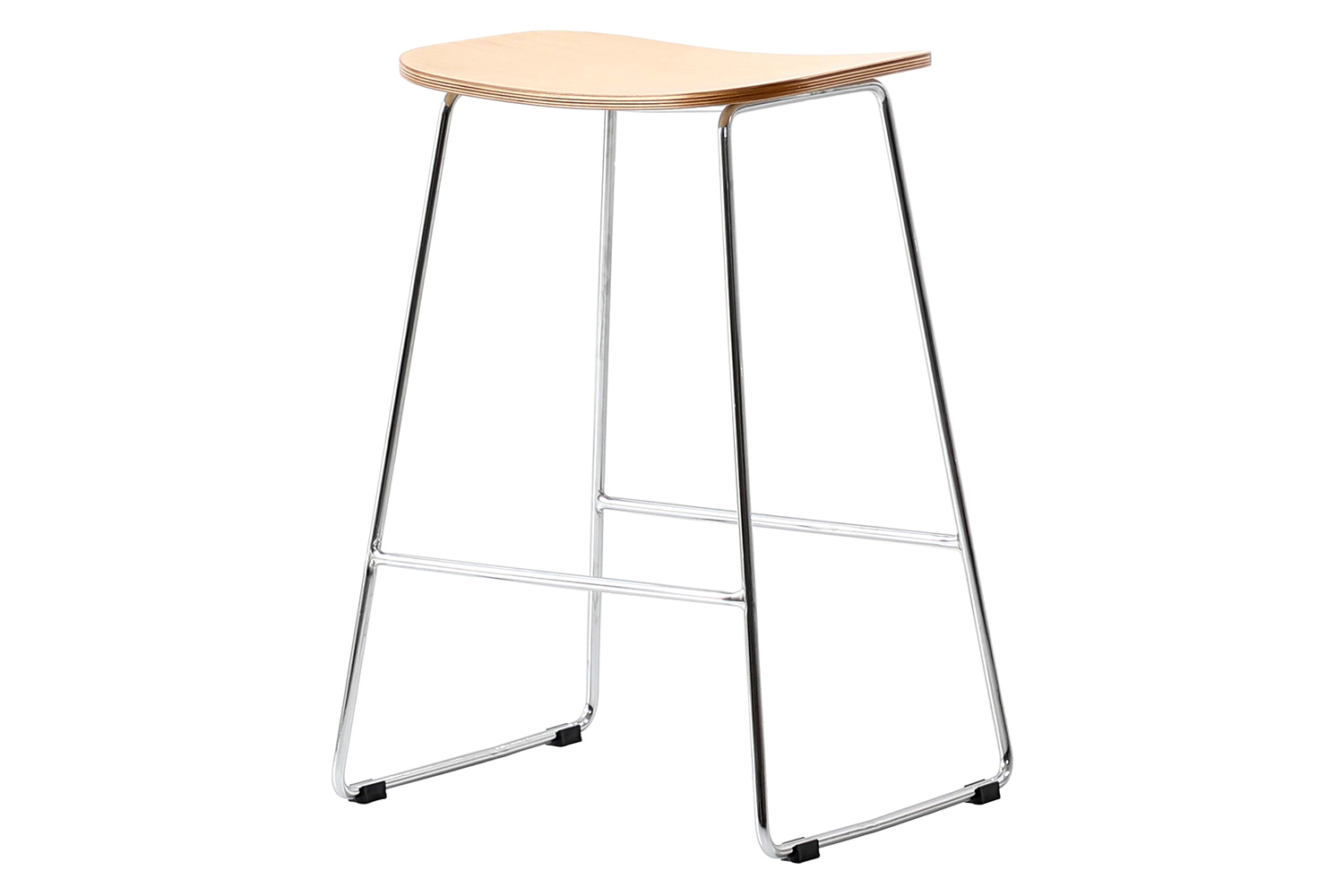 LeisureMod Melrose Modern Wood Counter Stool with Chrome Frame