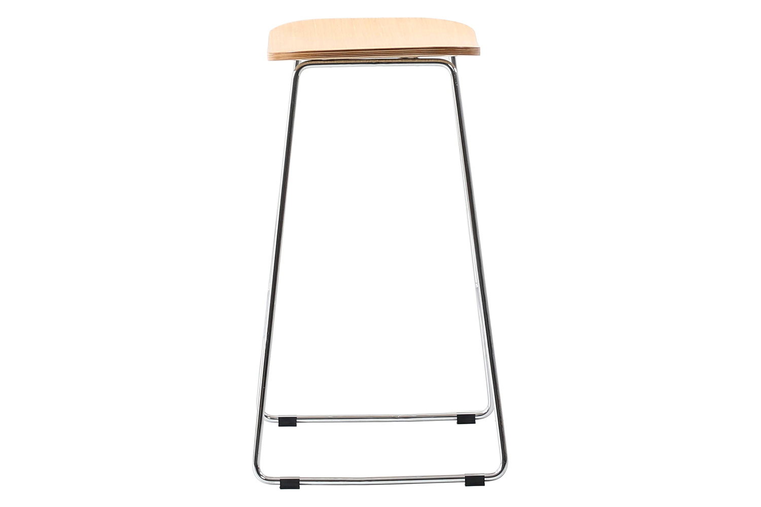 LeisureMod Melrose Modern Wood Counter Stool with Chrome Frame - Natural Wood