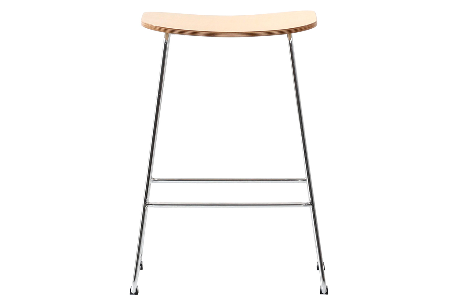 LeisureMod Melrose Modern Wood Counter Stool with Chrome Frame - Natural Wood