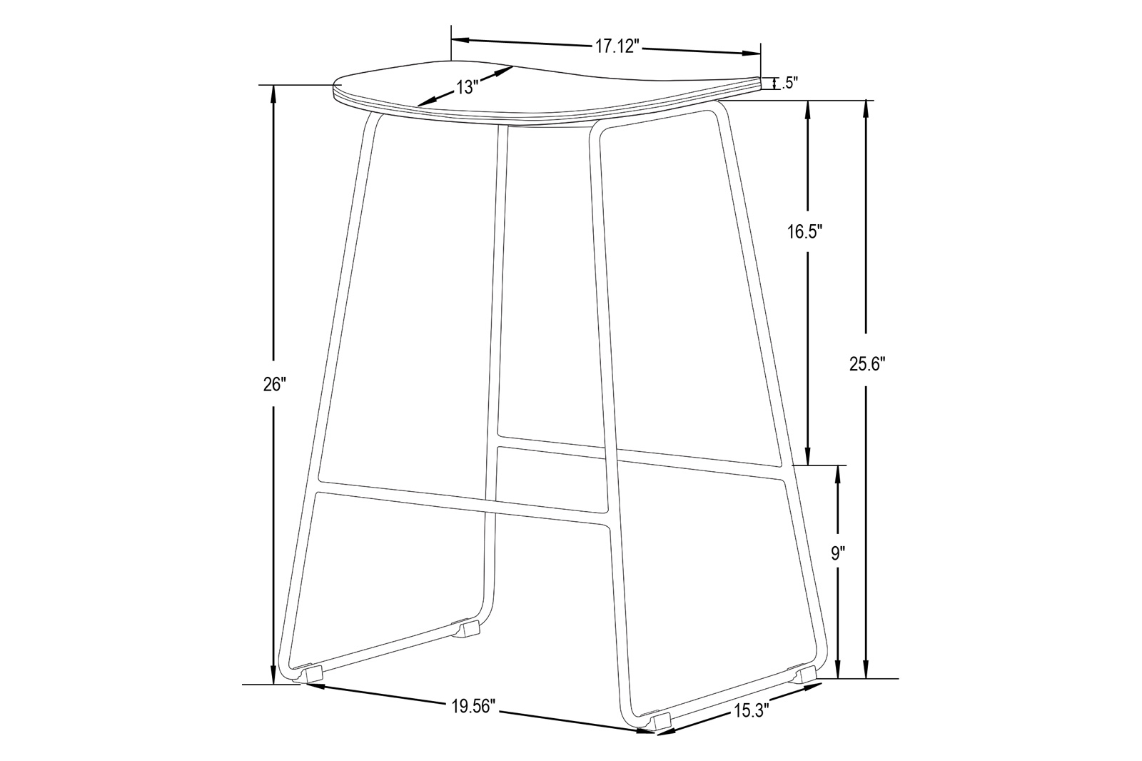 LeisureMod Melrose Modern Wood Counter Stool With Chrome Frame (Set Of 2) - Natural