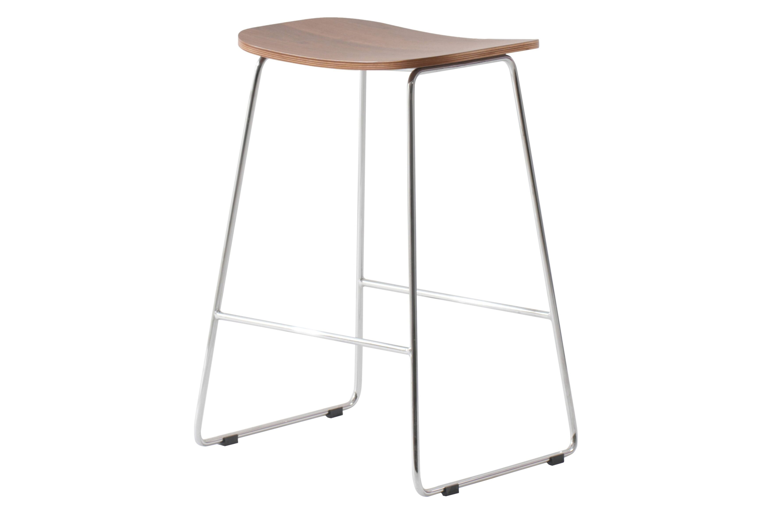 LeisureMod Melrose Modern Wood Counter Stool with Chrome Frame