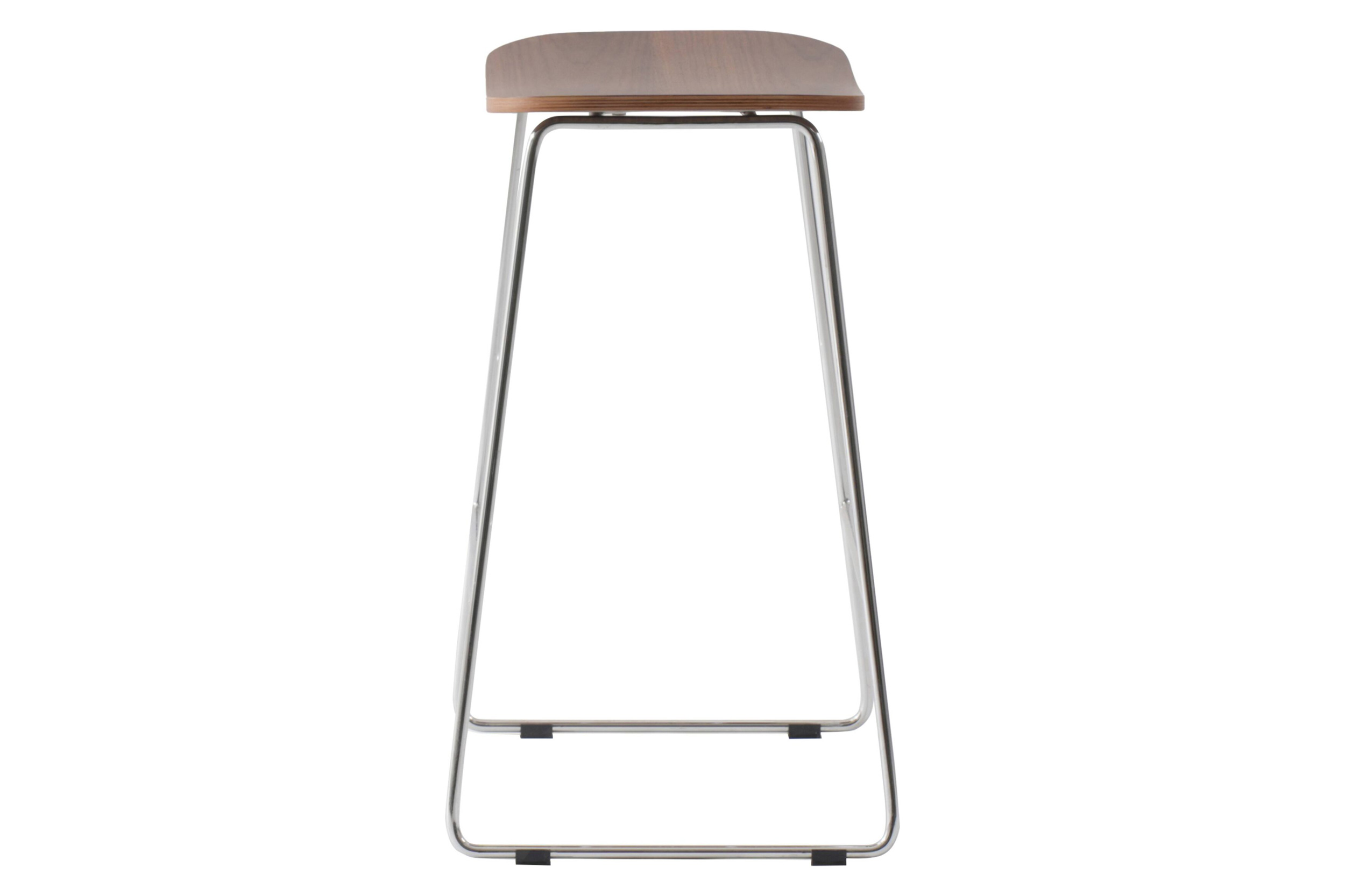 LeisureMod Melrose Modern Wood Counter Stool with Chrome Frame - Walnut