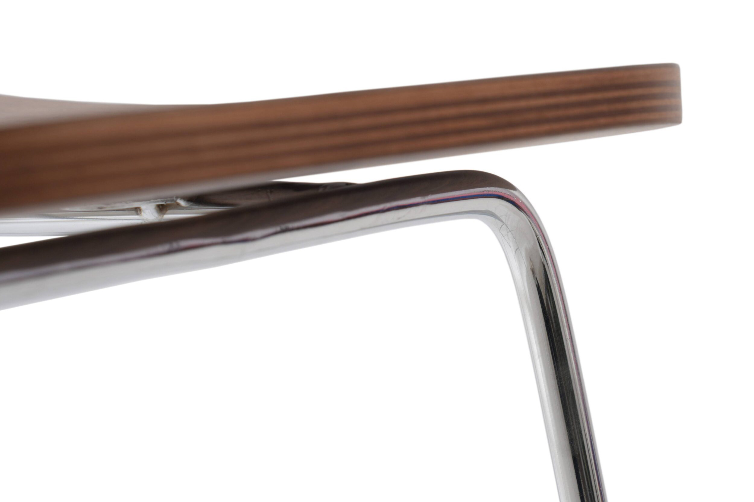 LeisureMod Melrose Modern Wood Counter Stool with Chrome Frame - Walnut