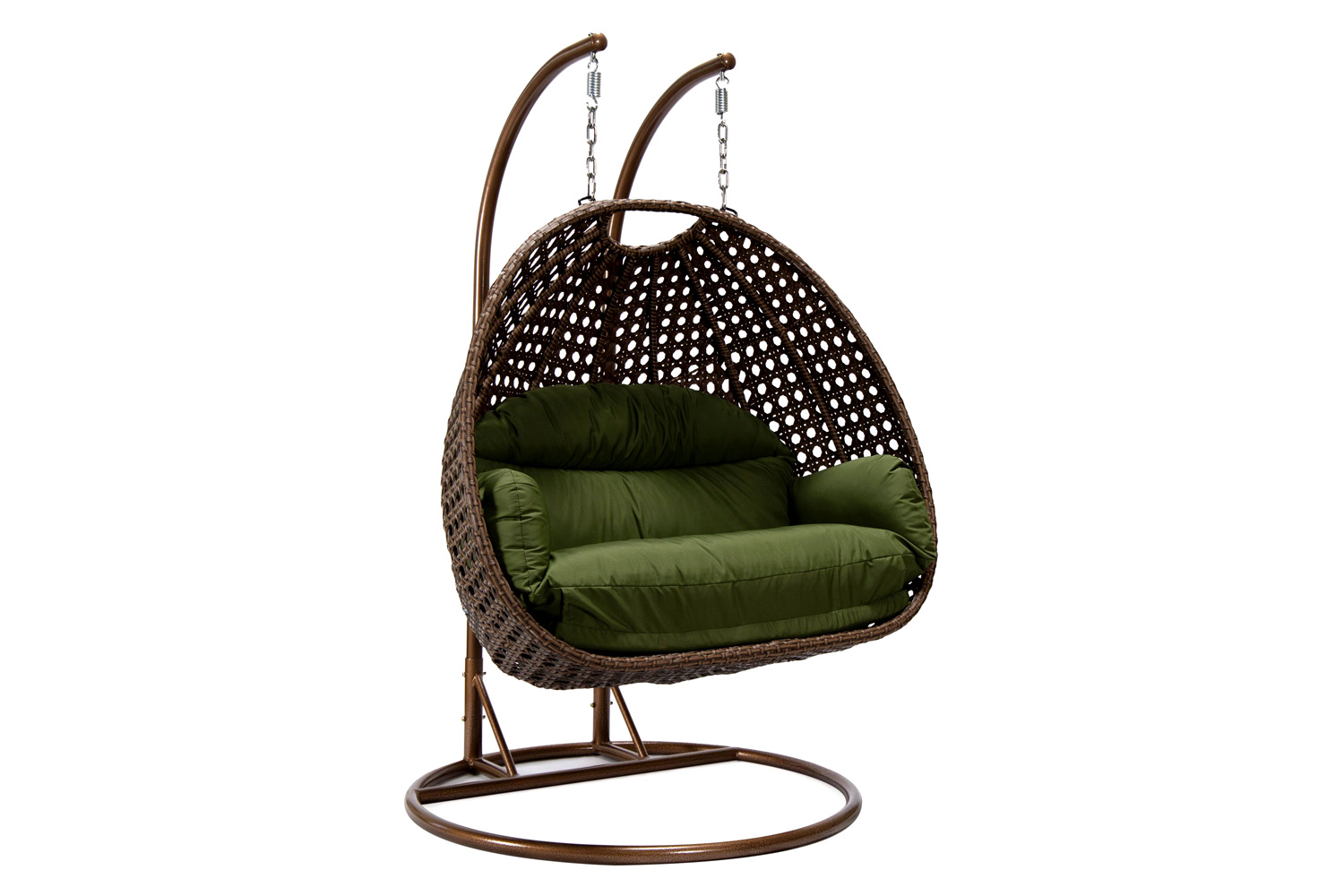 LeisureMod Mendoza Light Brown Wicker Hanging 2 Person Egg Swing Chair