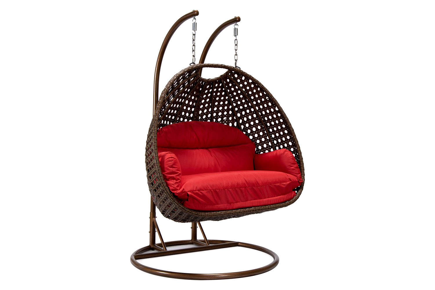 LeisureMod Mendoza Light Brown Wicker Hanging 2 Person Egg Swing Chair