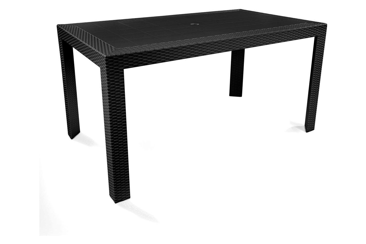 LeisureMod Mace Weave Design Outdoor Dining Table - Black