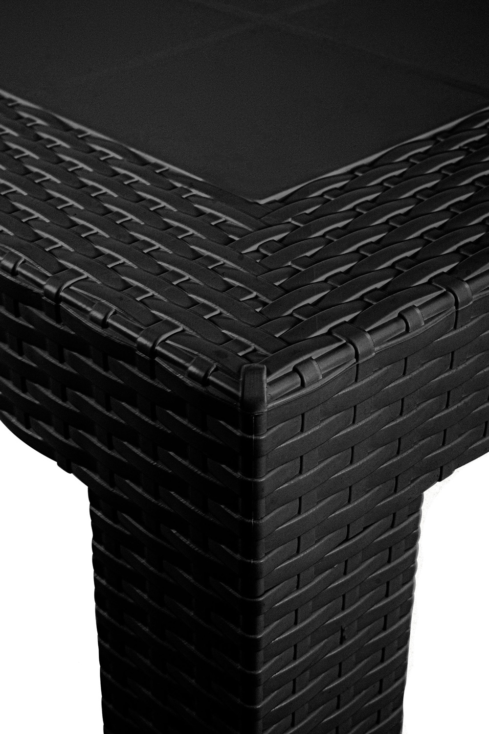 LeisureMod Mace Weave Design Outdoor Dining Table - Black