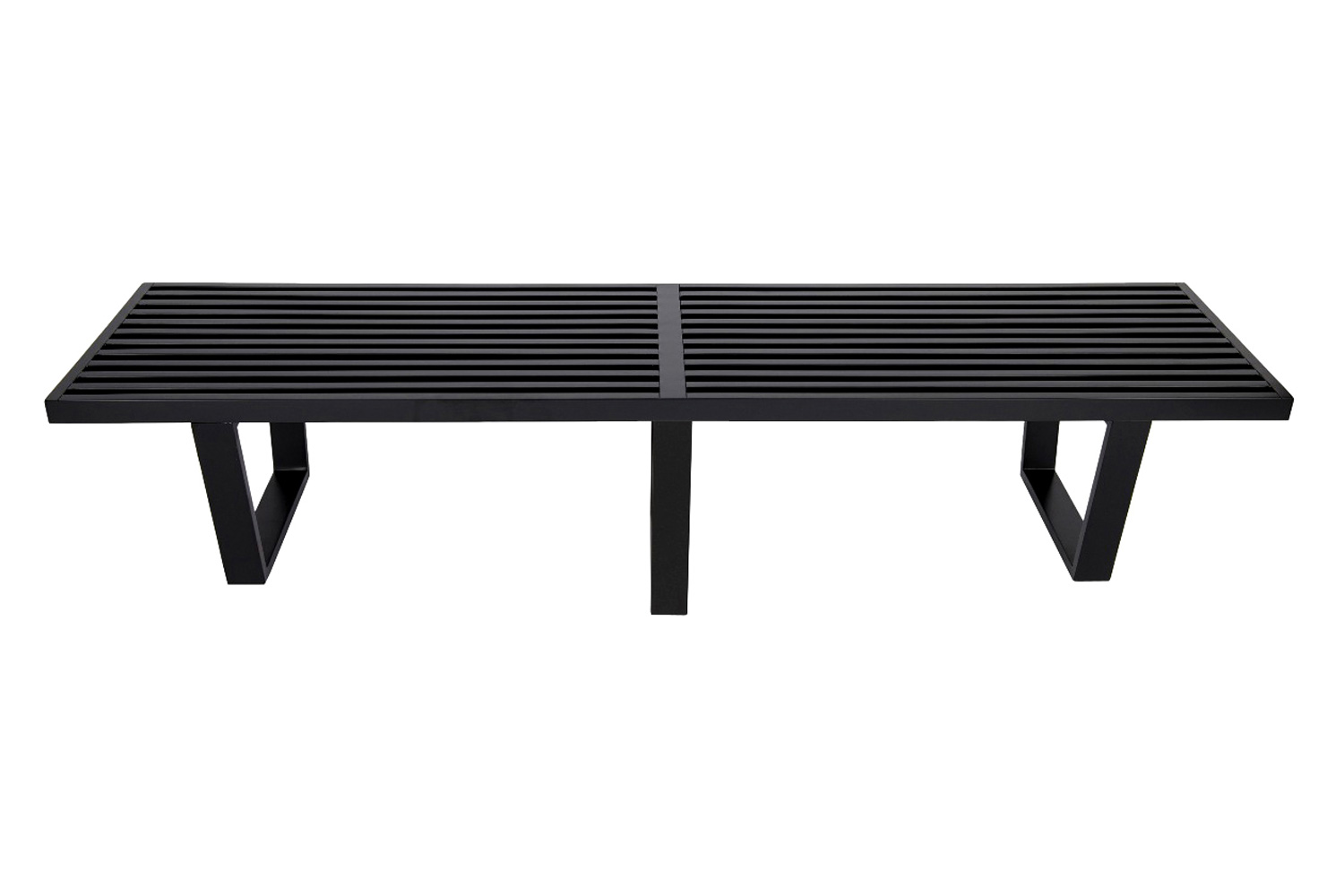 LeisureMod Mid-Century Inwood Platform Bench 6 Feet - Black