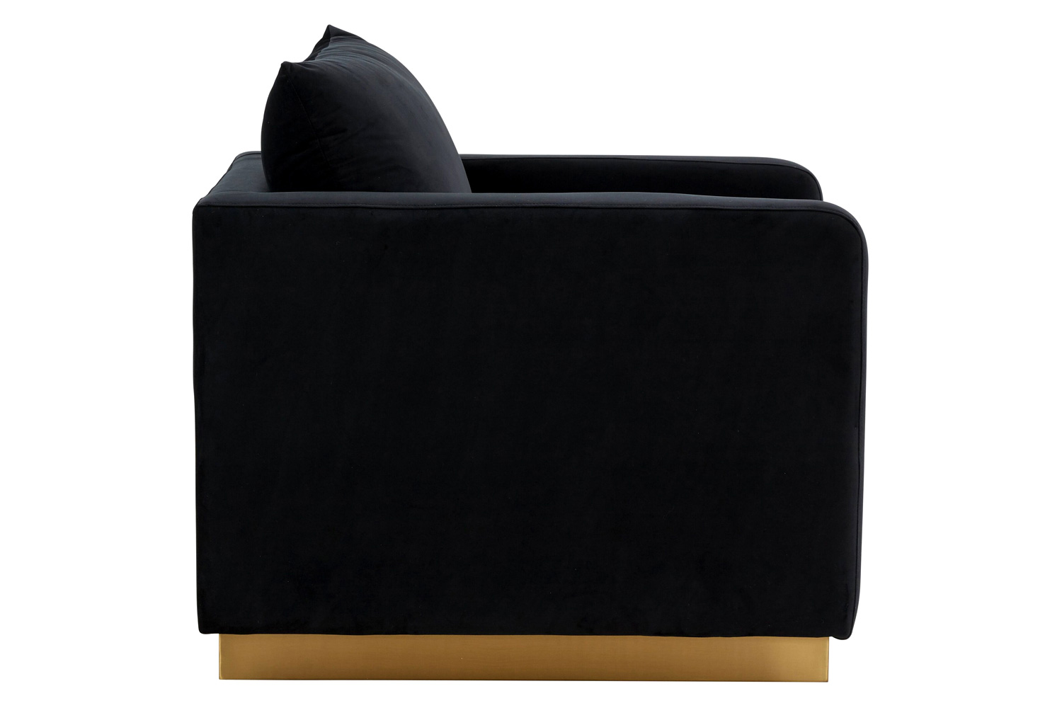 LeisureMod™ Nervo Modern Mid-Century Upholstered Velvet Accent Chair with Gold Base - Midnight Black