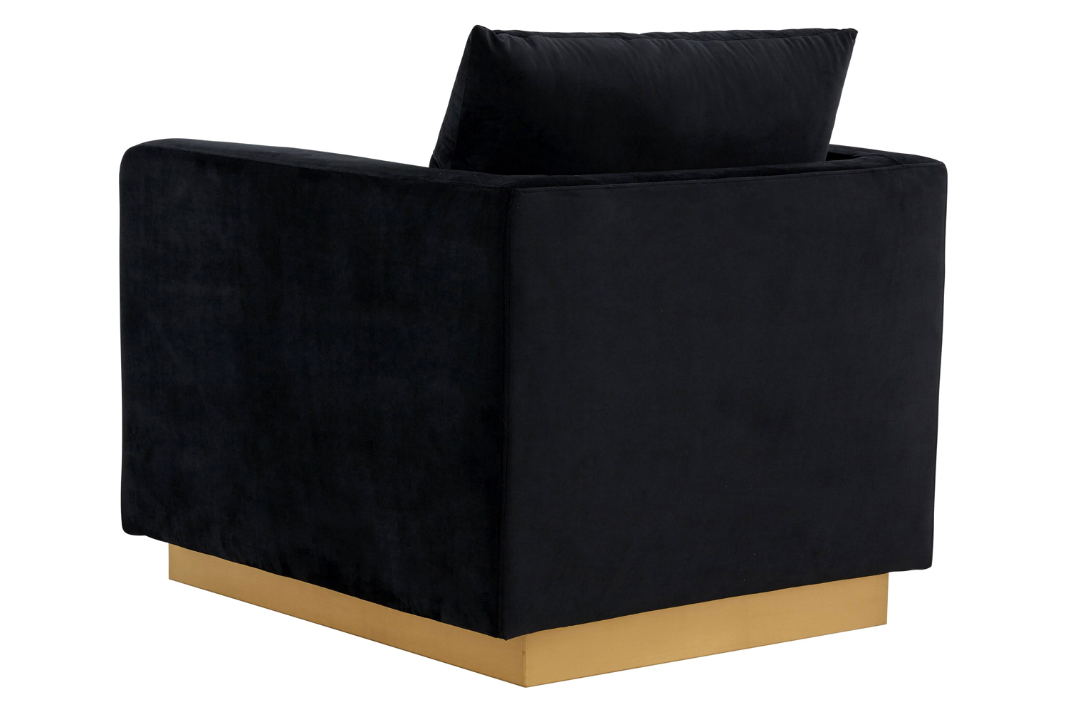 LeisureMod™ Nervo Modern Mid-Century Upholstered Velvet Accent Chair with Gold Base - Midnight Black