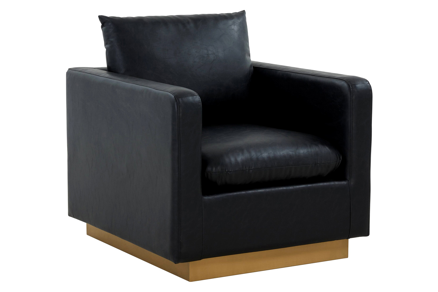 LeisureMod Nervo Modern Mid-Century Upholstered Velvet Accent Chair with Gold Base