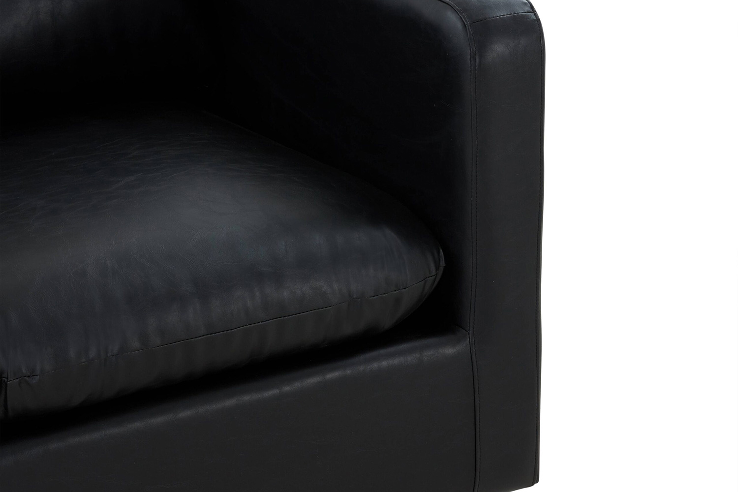 LeisureMod Nervo Modern Mid-Century Upholstered Leather Accent Armchair with Gold Base - Black