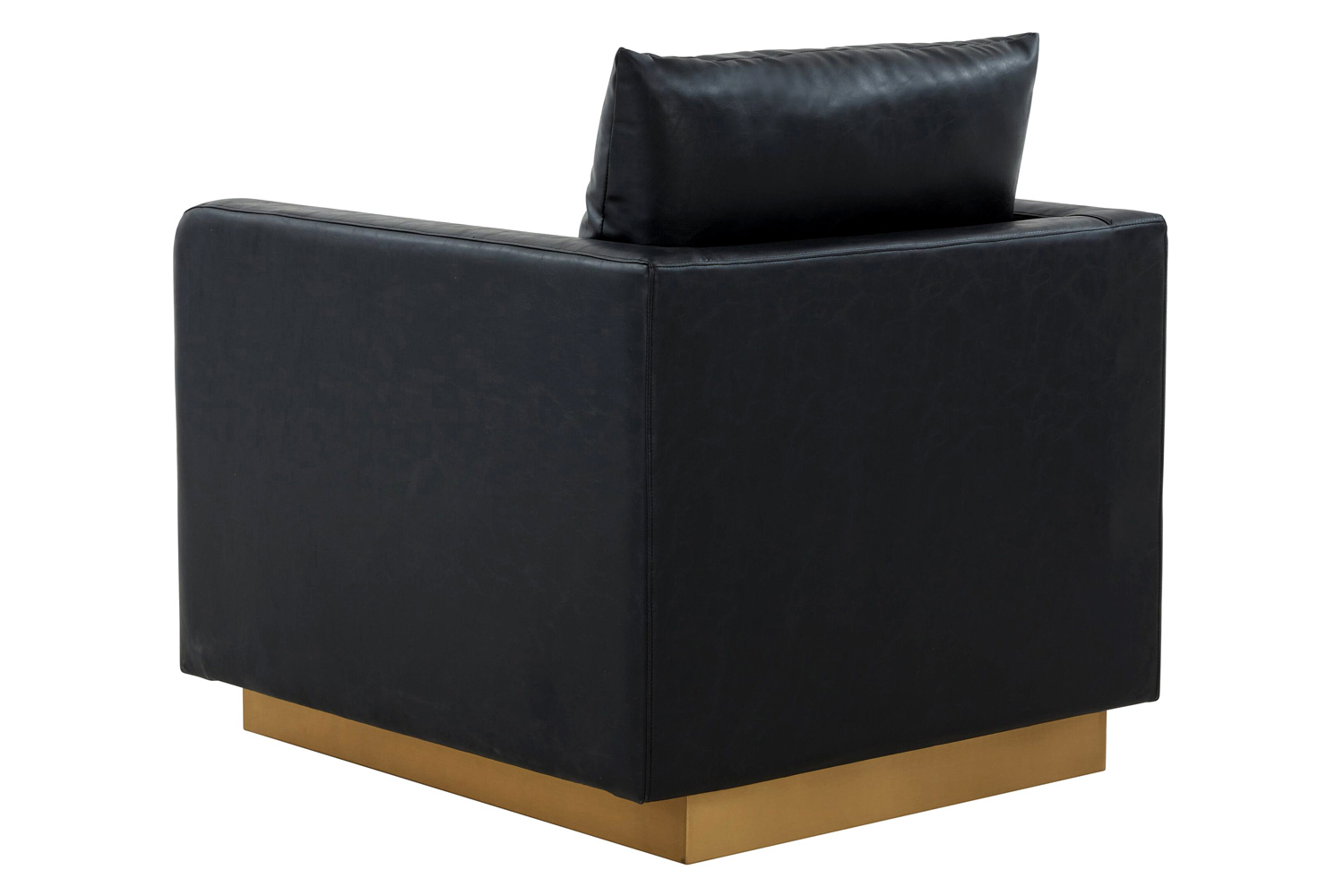 LeisureMod Nervo Modern Mid-Century Upholstered Leather Accent Armchair with Gold Base - Black