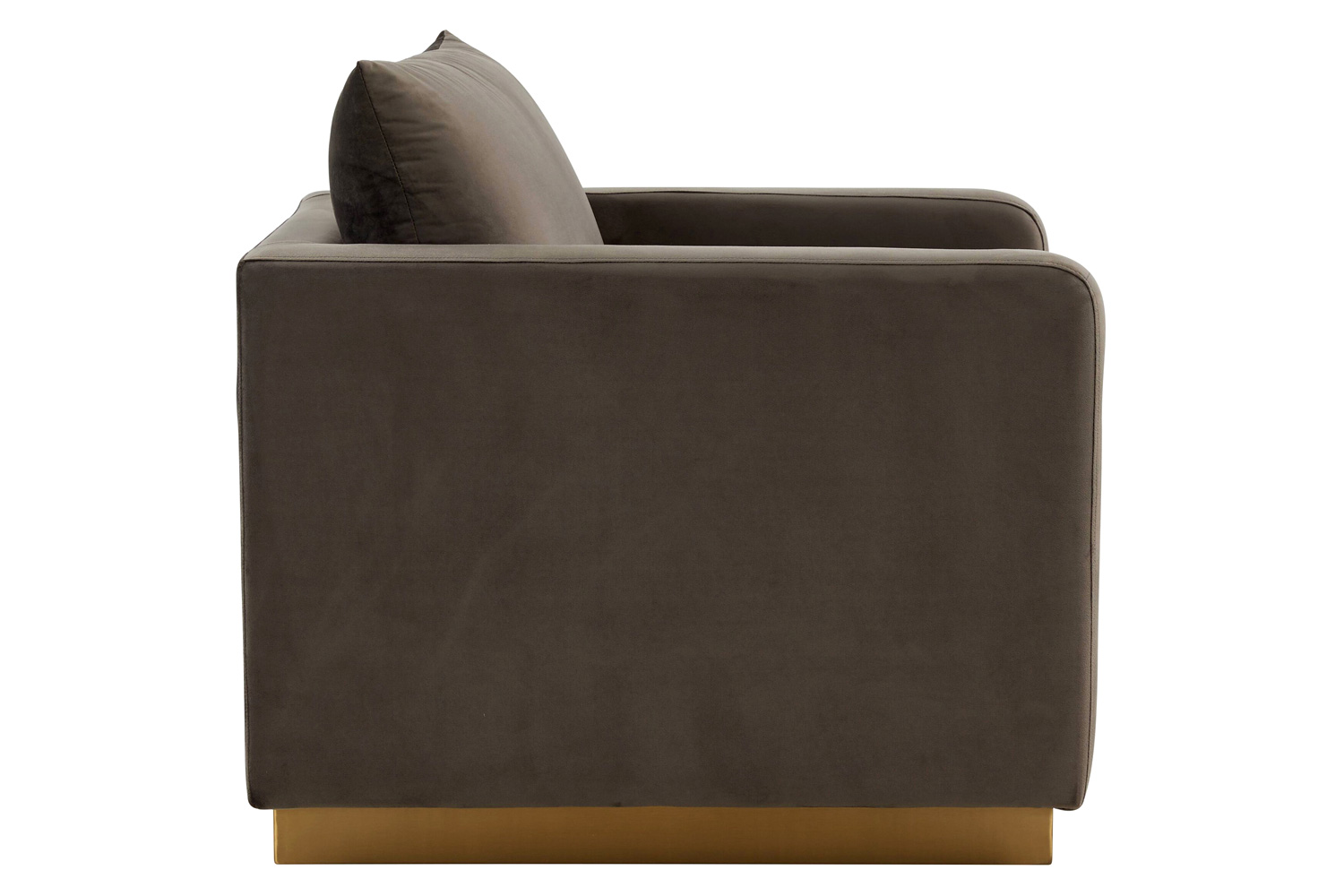 LeisureMod™ Nervo Modern Mid-Century Upholstered Velvet Accent Chair with Gold Base - Dark Gray