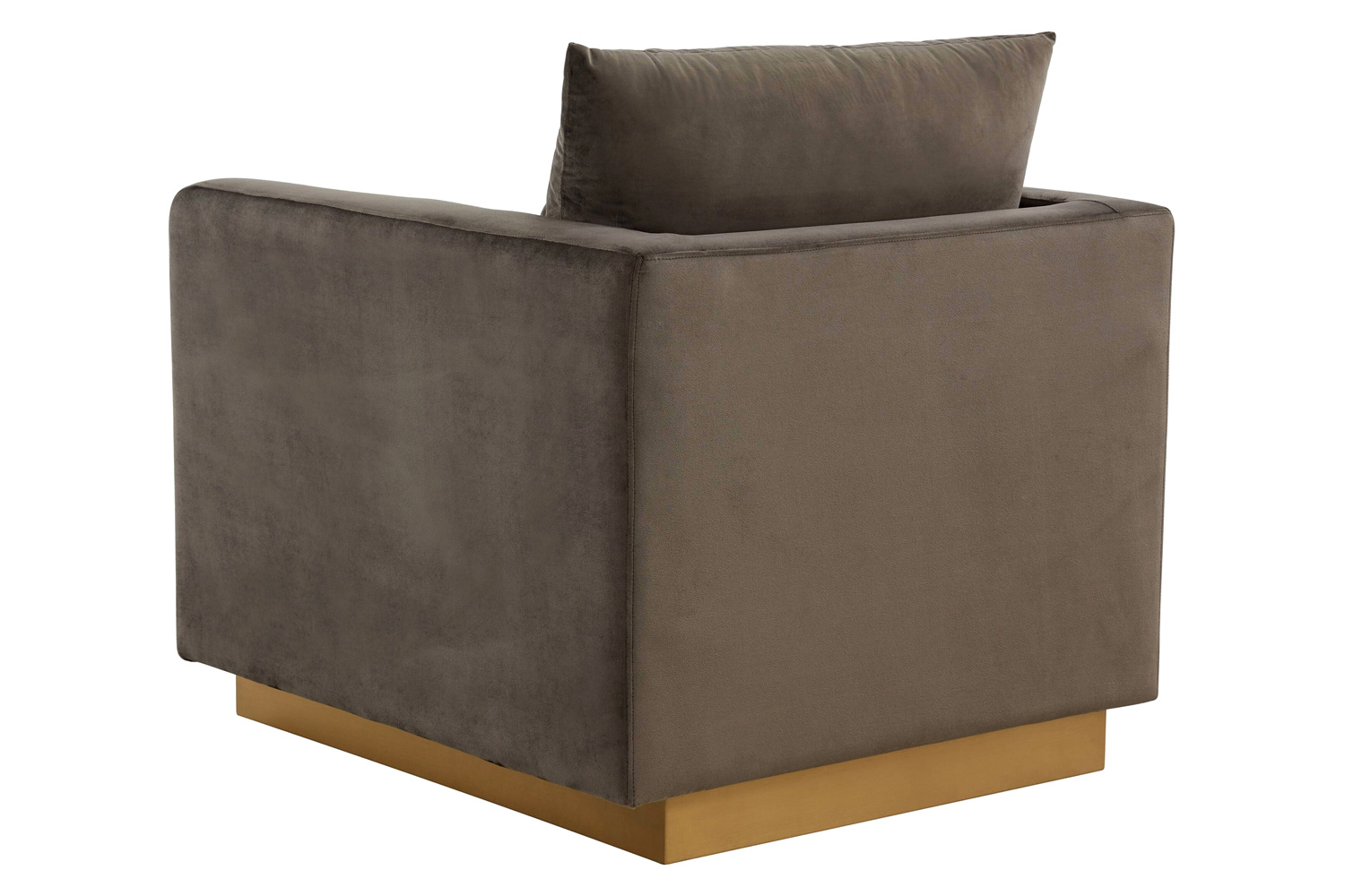 LeisureMod™ Nervo Modern Mid-Century Upholstered Velvet Accent Chair with Gold Base - Dark Gray