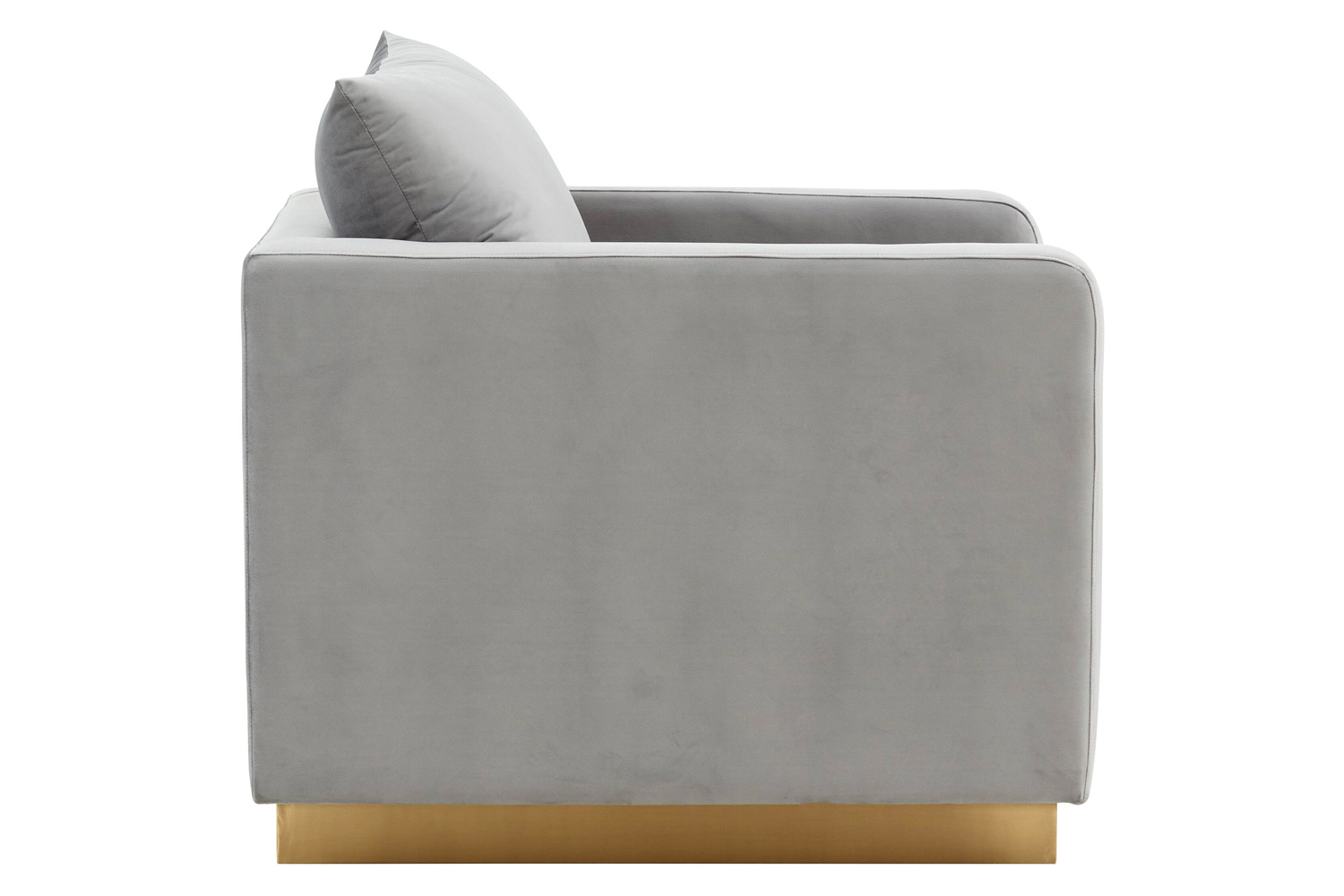 LeisureMod™ Nervo Modern Mid-Century Upholstered Velvet Accent Chair with Gold Base - Light Gray