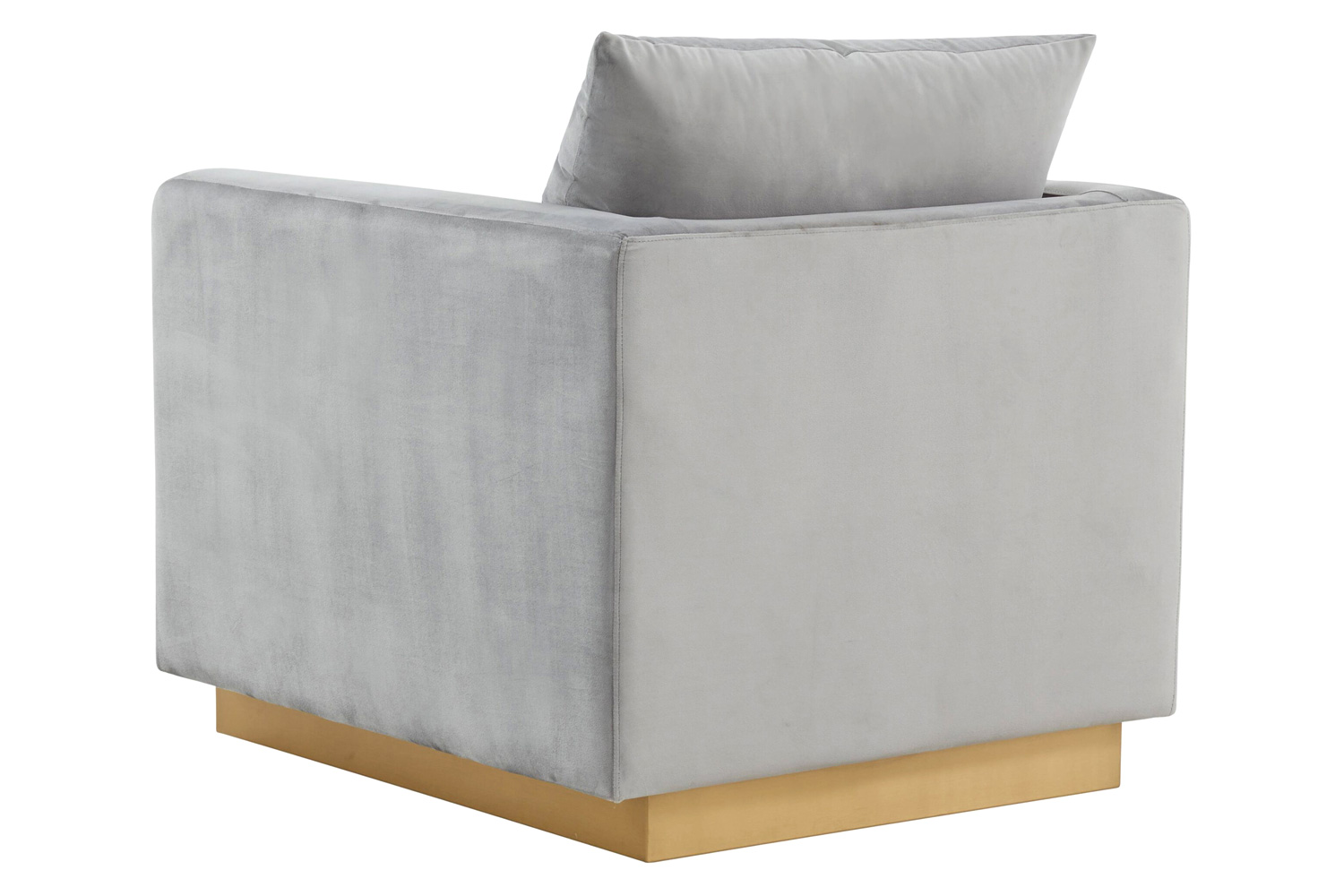 LeisureMod™ Nervo Modern Mid-Century Upholstered Velvet Accent Chair with Gold Base - Light Gray