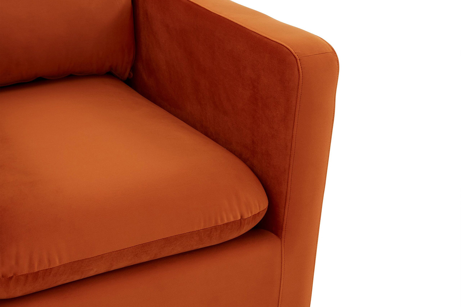 LeisureMod Nervo Modern Mid-Century Upholstered Velvet Accent Chair with Gold Base - Orange/Marmalade