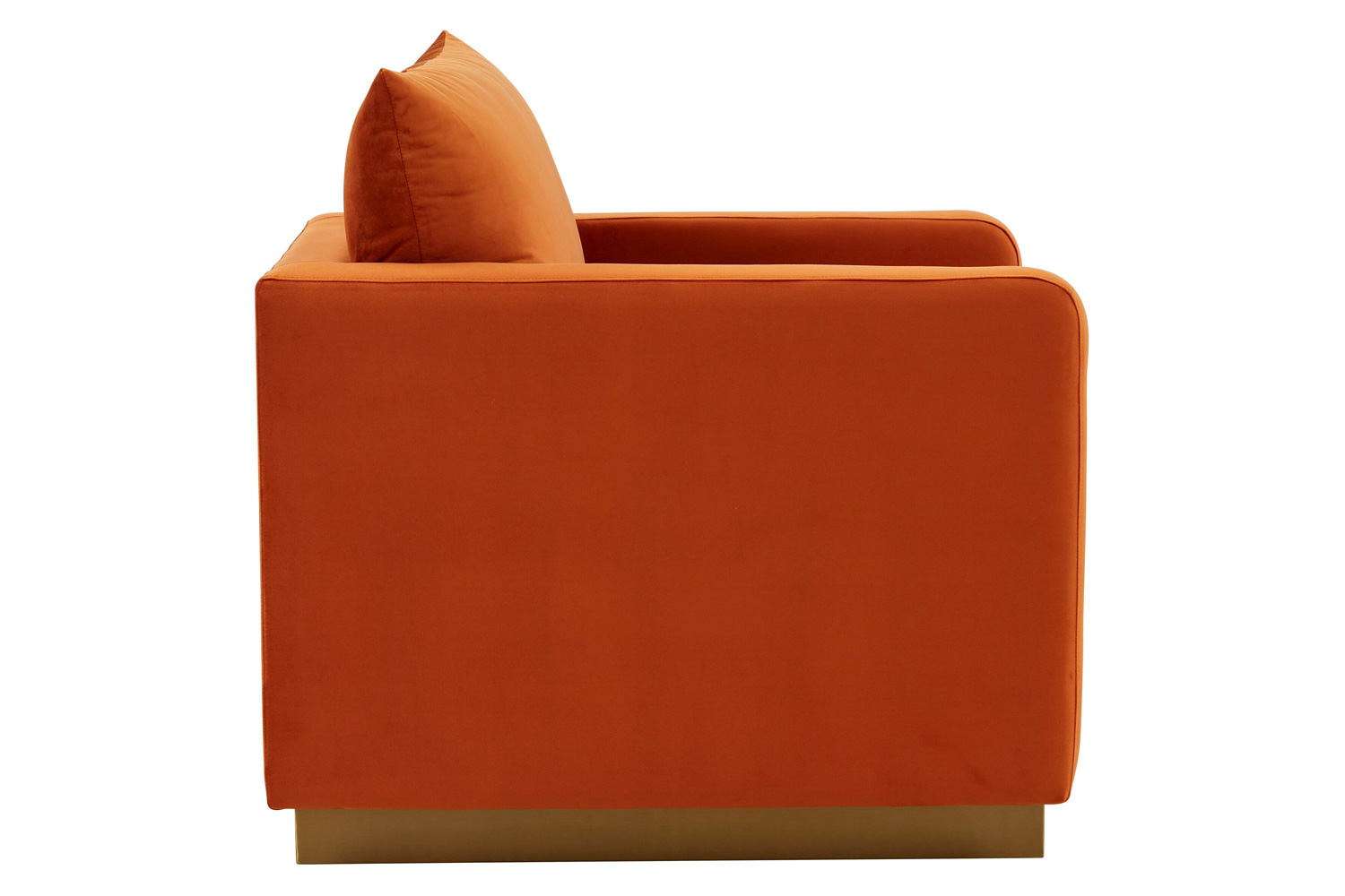 LeisureMod Nervo Modern Mid-Century Upholstered Velvet Accent Chair with Gold Base - Orange/Marmalade