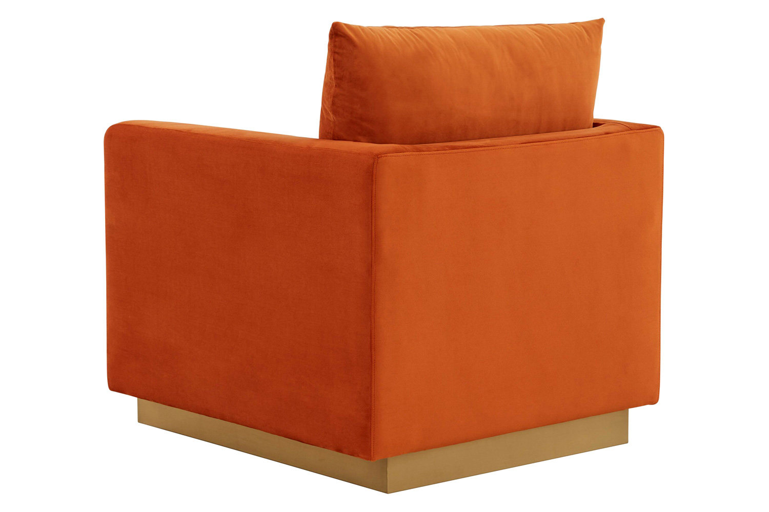 LeisureMod Nervo Modern Mid-Century Upholstered Velvet Accent Chair with Gold Base - Orange/Marmalade