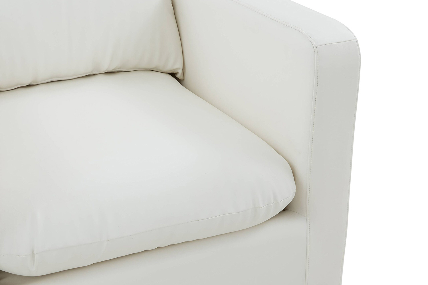 LeisureMod™ Nervo Modern Mid-Century Upholstered Leather Accent Armchair with Gold Base - White