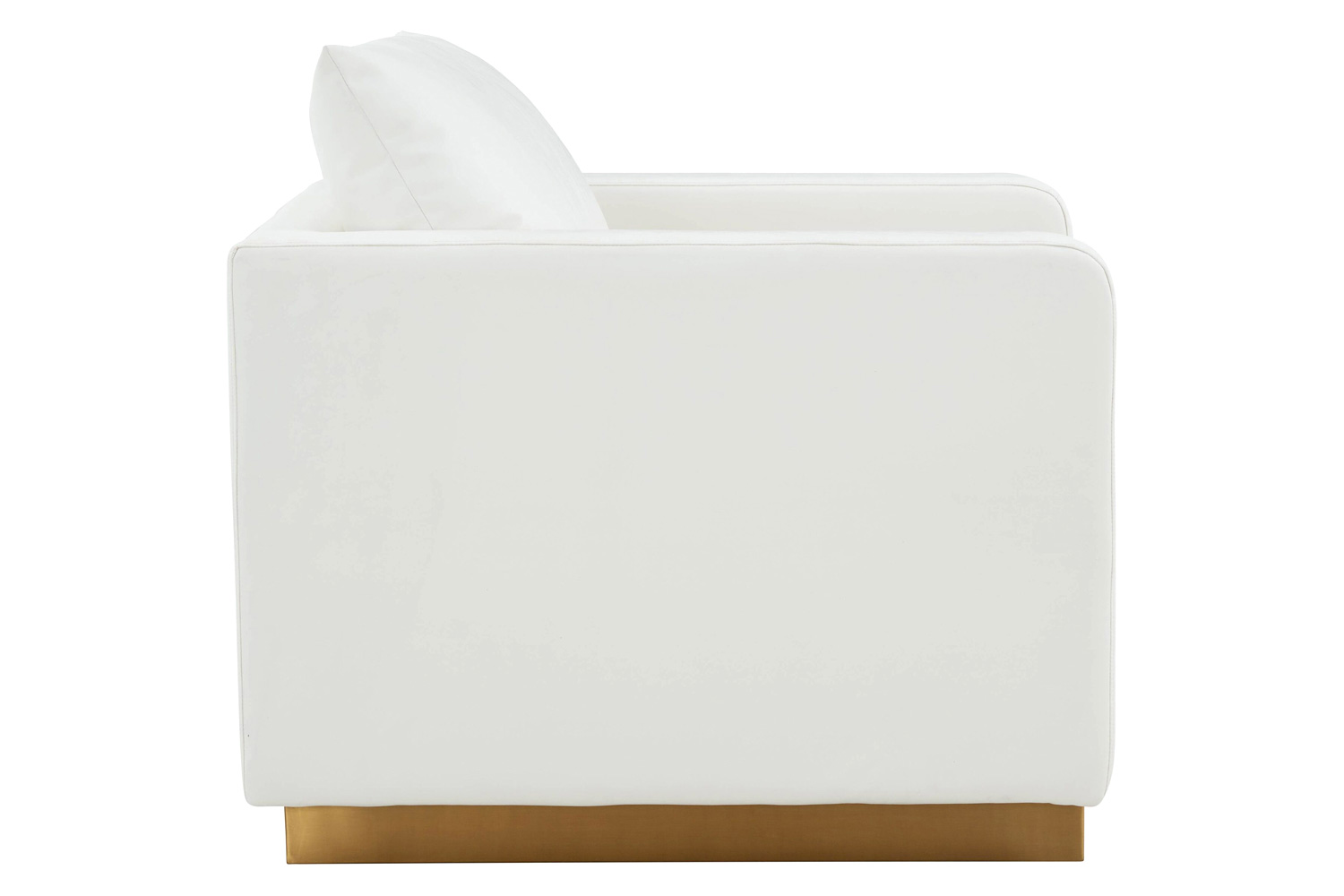 LeisureMod™ Nervo Modern Mid-Century Upholstered Leather Accent Armchair with Gold Base - White