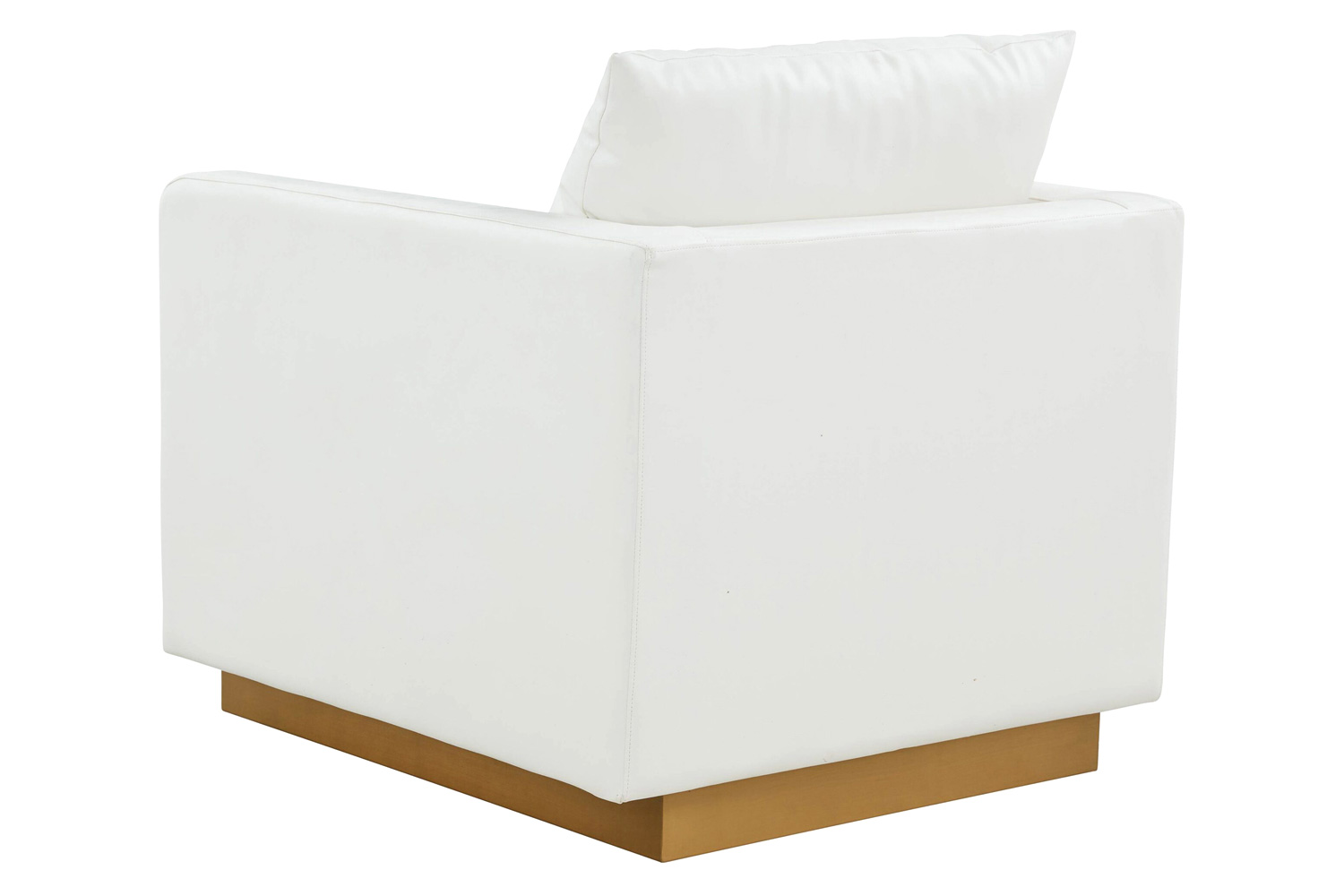 LeisureMod™ Nervo Modern Mid-Century Upholstered Leather Accent Armchair with Gold Base - White