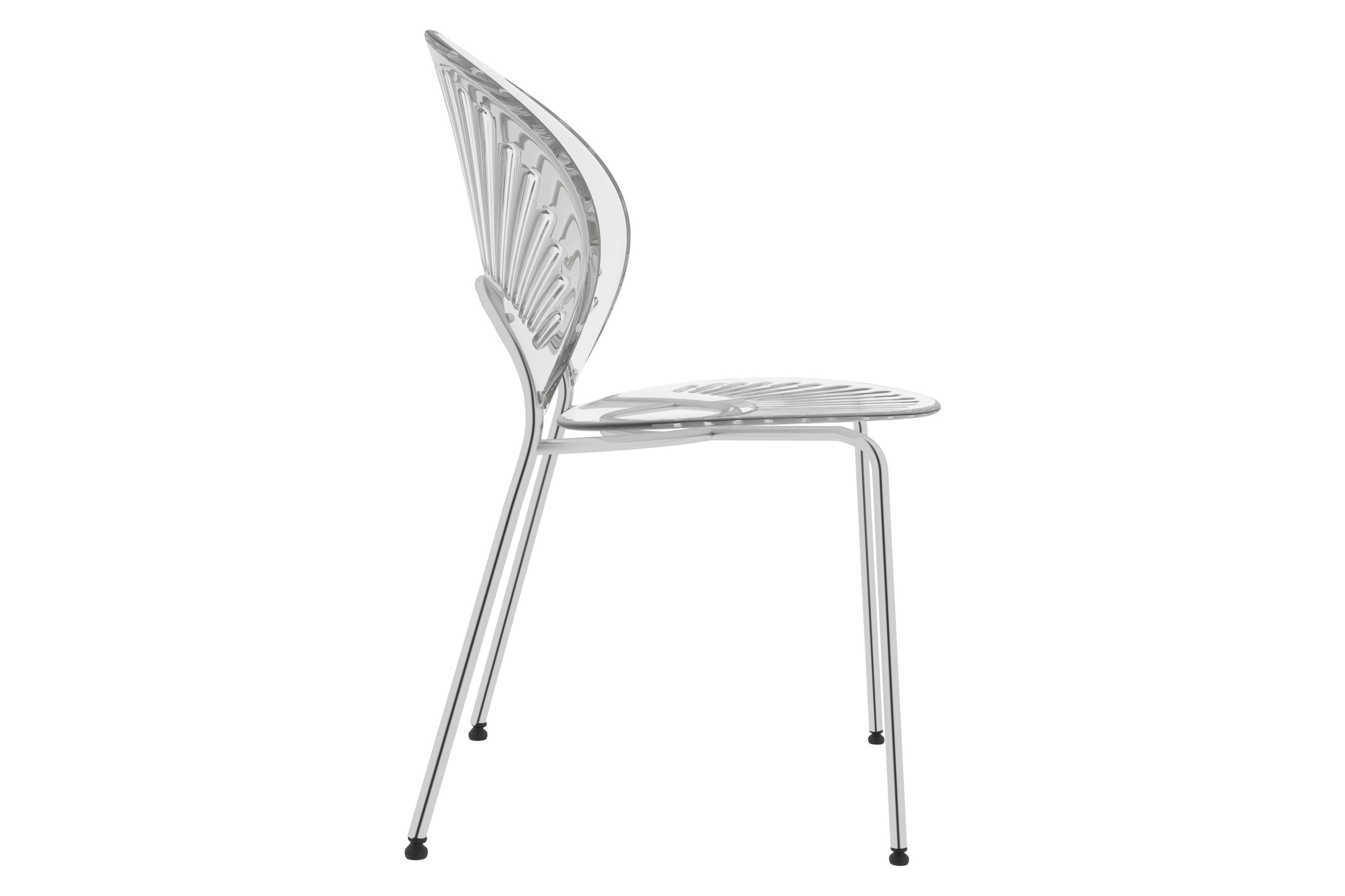 LeisureMod Opulent Modern Plastic Dining Chair in Chrome Metal Legs - Clear