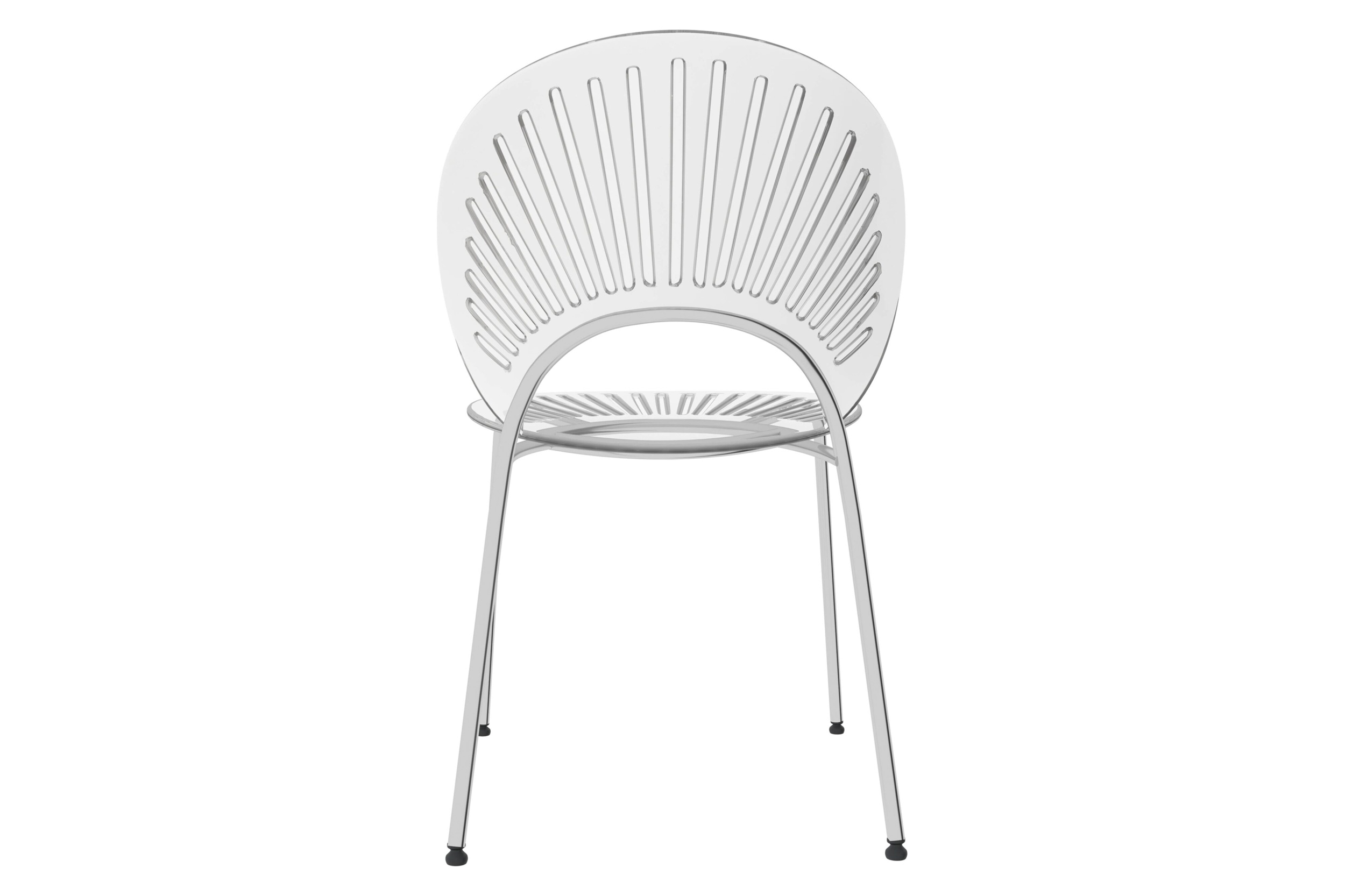 LeisureMod Opulent Modern Plastic Dining Chair in Chrome Metal Legs - Clear