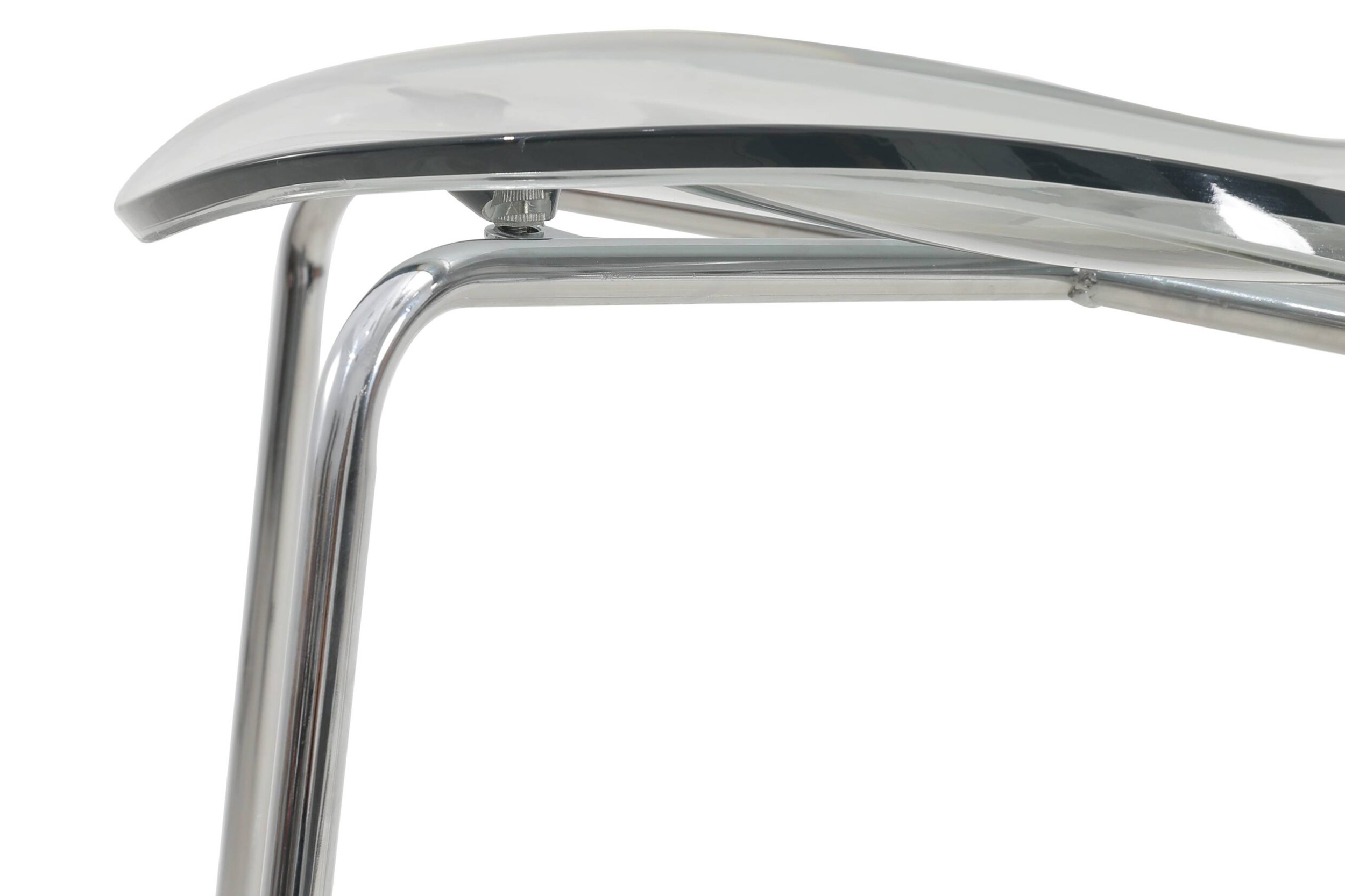 LeisureMod Oyster Mid-Century Modern Acrylic Barstool with Steel Frame in Chrome Finish - Smoke