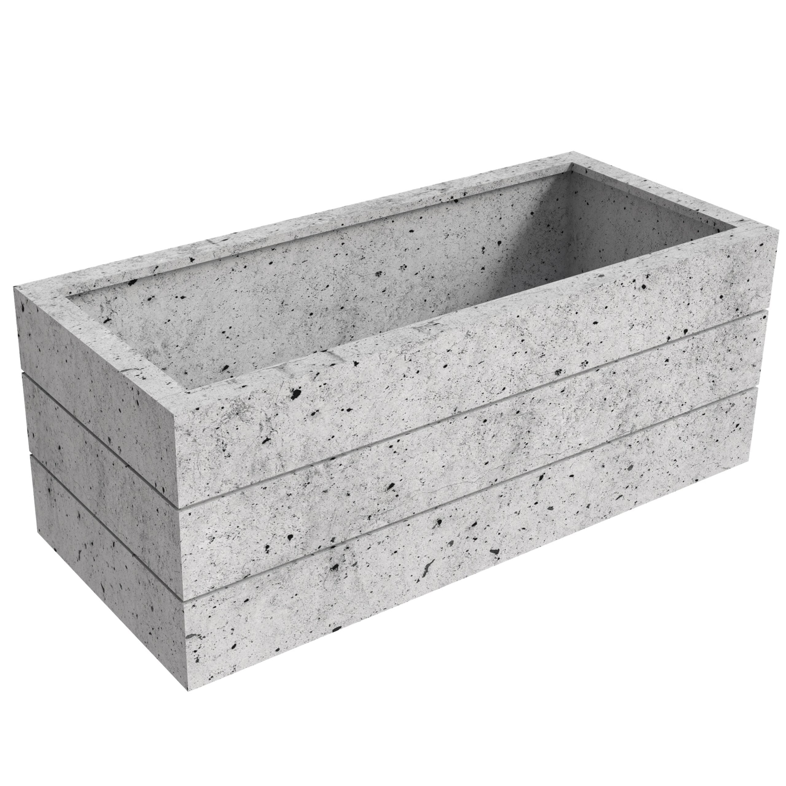 LeisureMod Oasis Modern Rectangle Poly Stone Planter with Drainage Holes