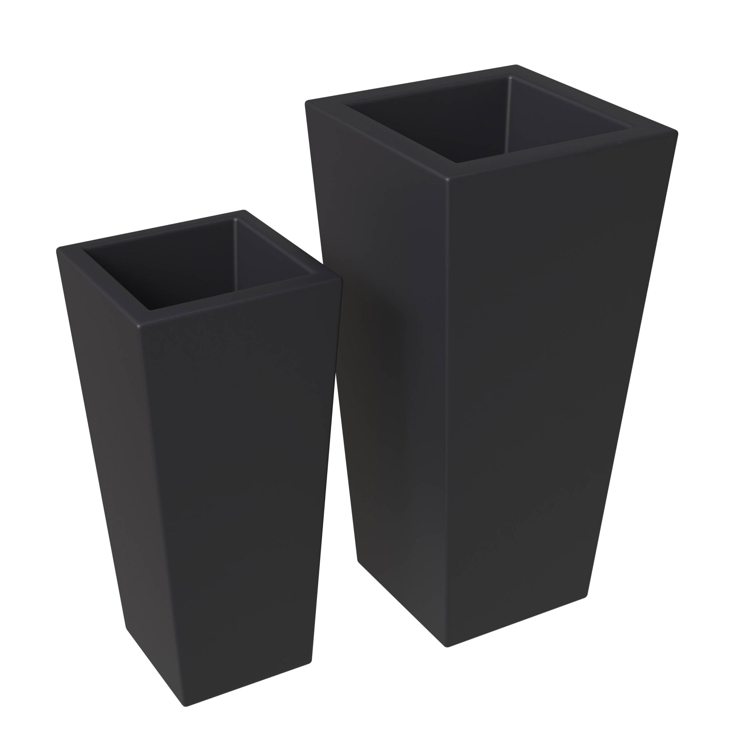 LeisureMod Orna Tapered Square Fiberstone and MgO Clay Planters Pot (Set of 2)