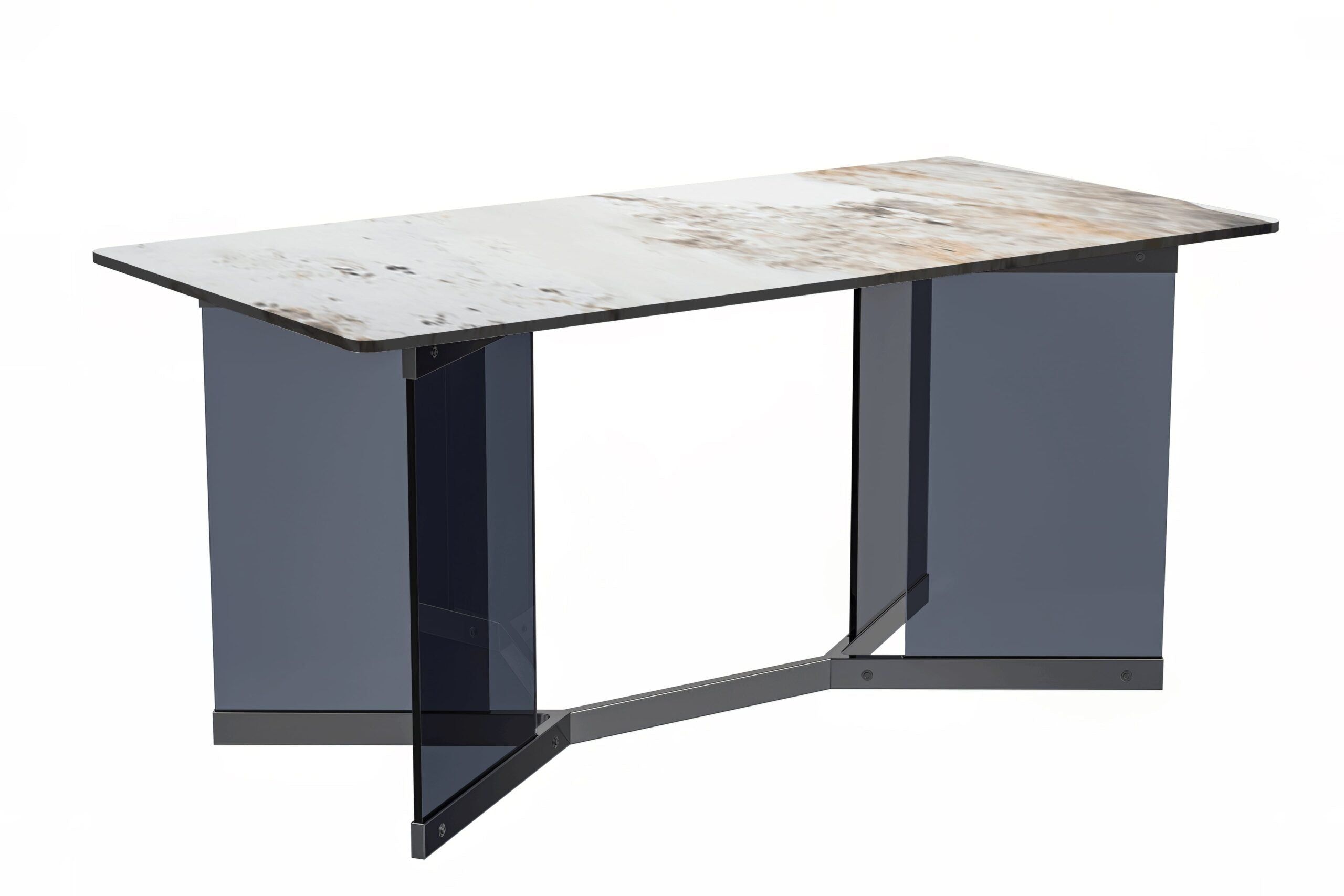 LeisureMod Oryn Mid-Century Modern 55" Rectangular Dining Table with Glass/Sintered Stone Top