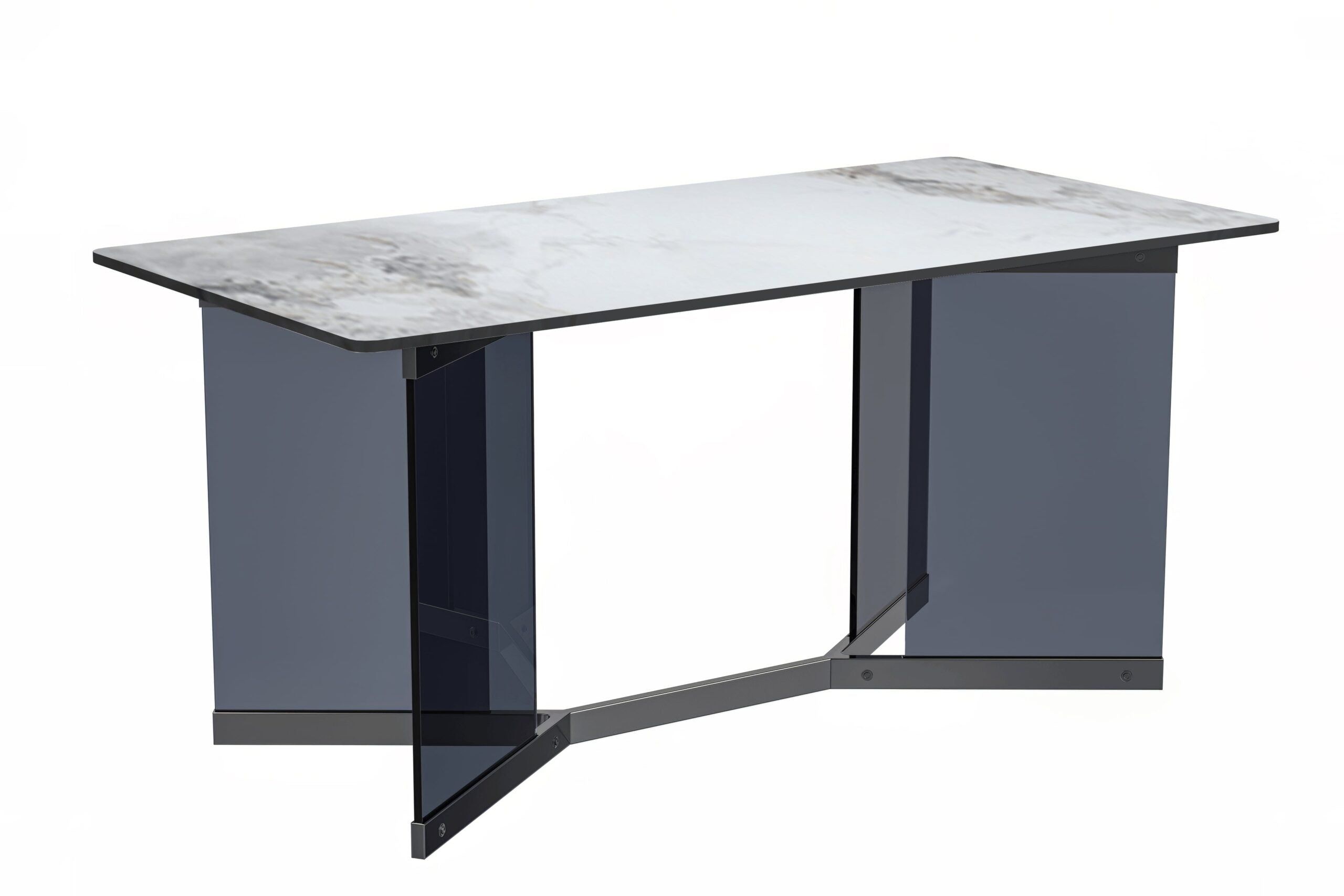 LeisureMod Oryn Mid-Century Modern 55" Rectangular Dining Table with Glass/Sintered Stone Top