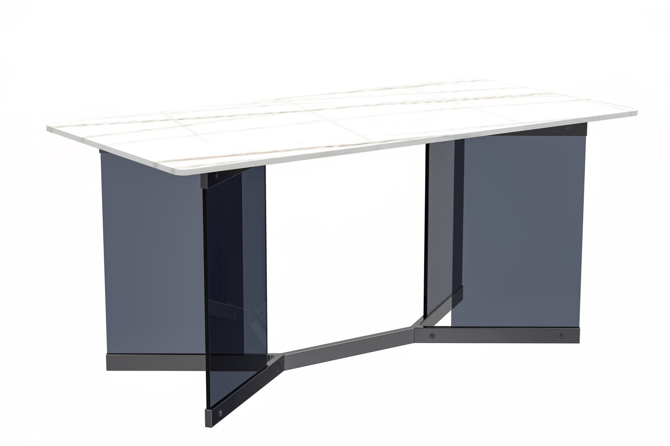 LeisureMod Oryn Mid-Century Modern 55" Rectangular Dining Table with Glass/Sintered Stone Top