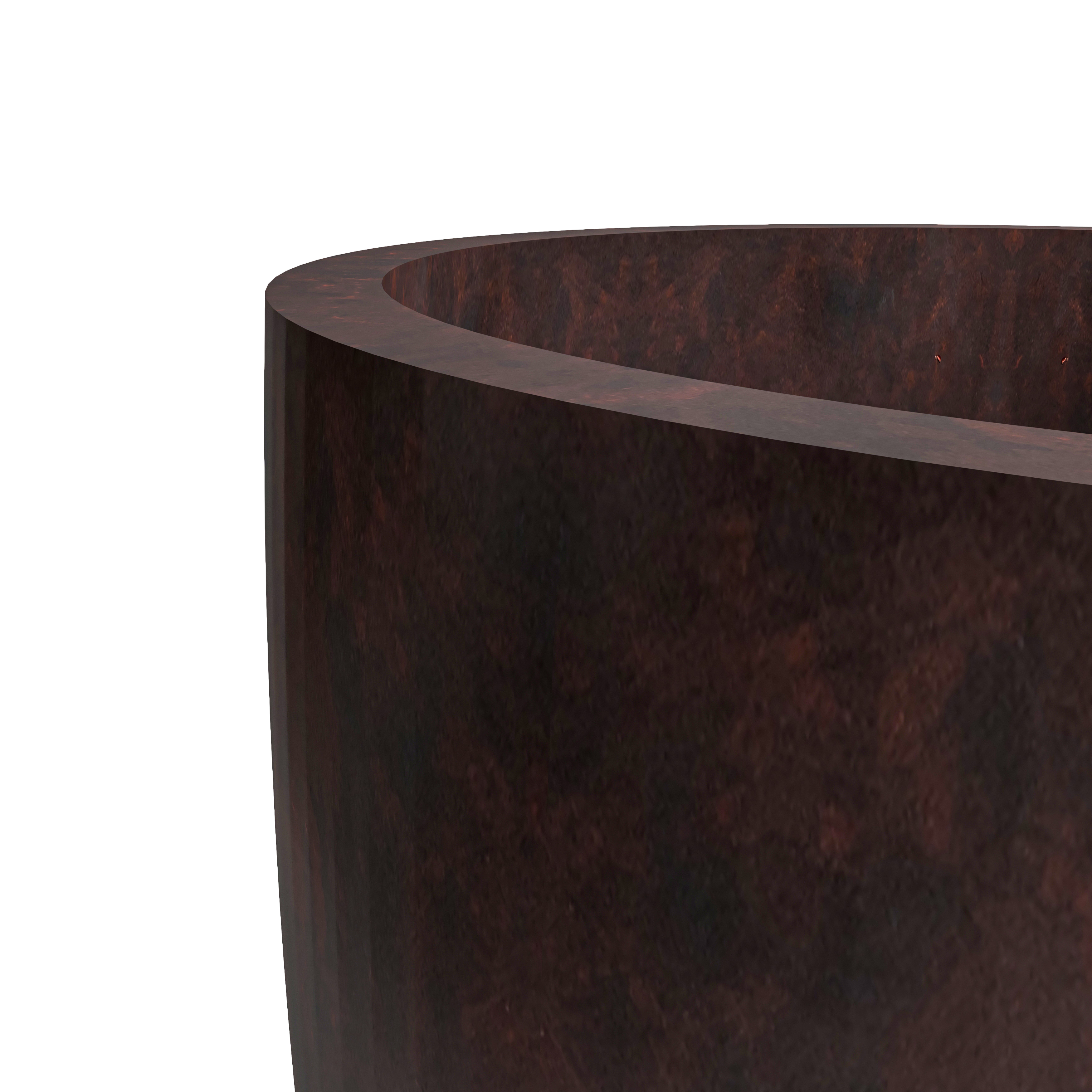 LeisureMod Petal Modern Tapered Round Planter in Fiberstone and Clay - Brown